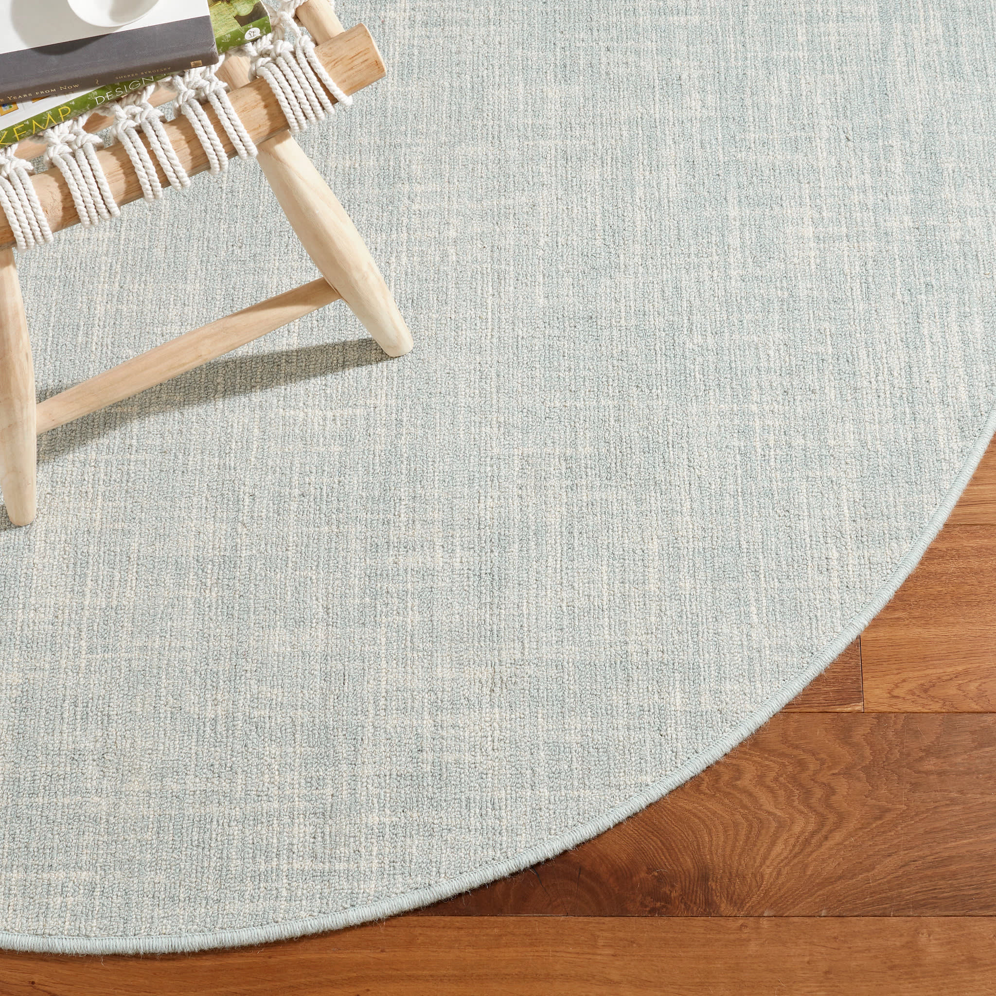 Crosshatch Hand Micro Hooked Wool Custom Rug | Sky - Image 4