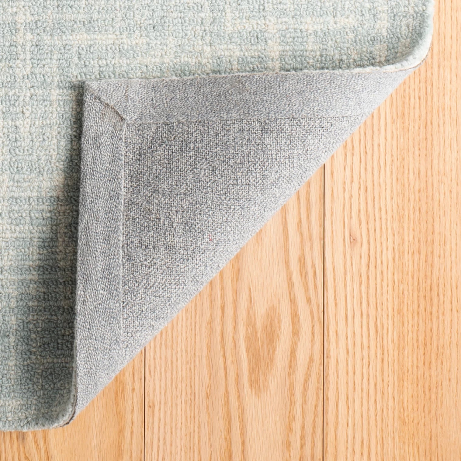Crosshatch Hand Micro Hooked Wool Rug | Sky - Image 5