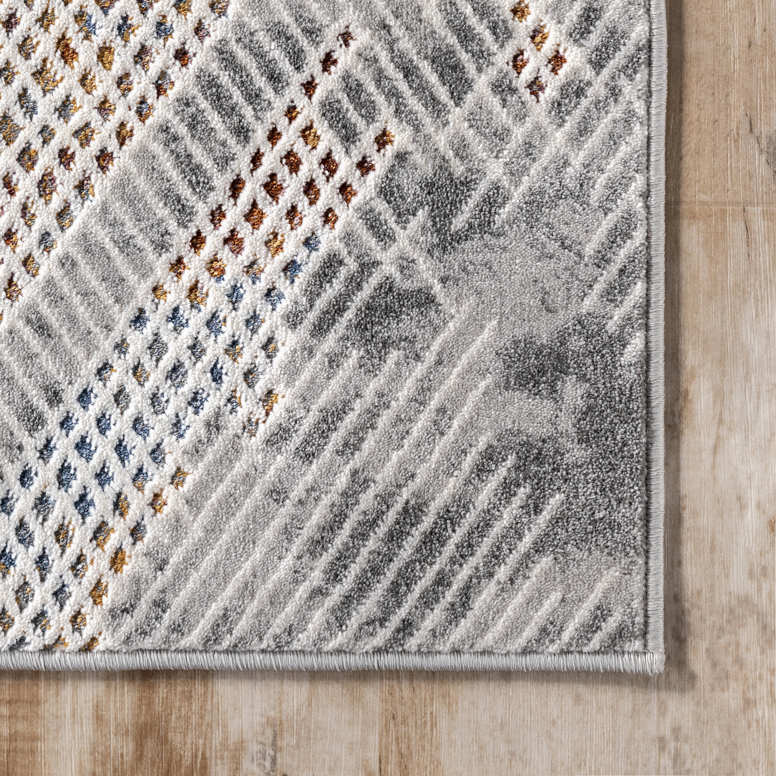 Crosshatched Lattice Rug | Light Grey - Image 3