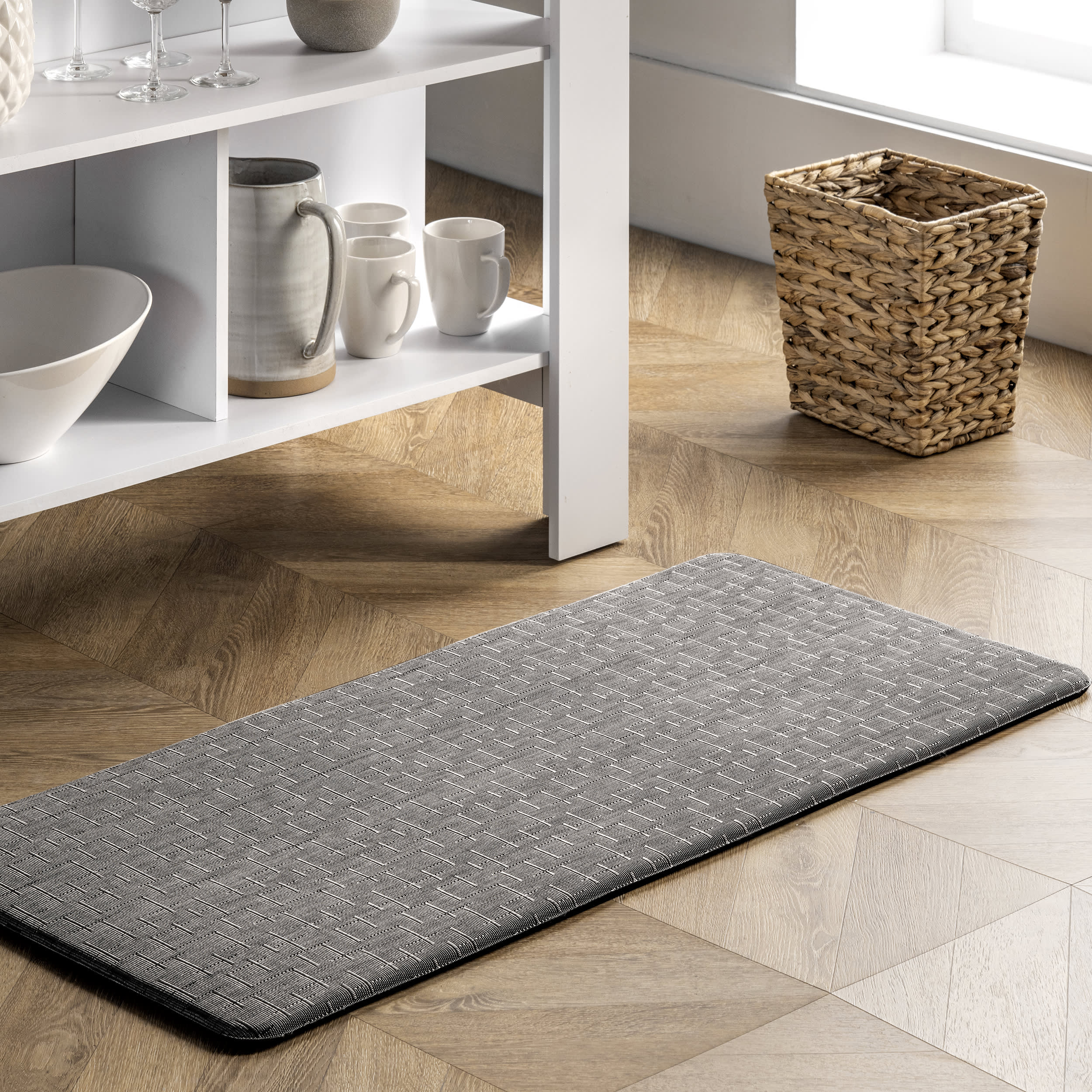 Crosshatched Woven Anti-Fatigue Mat | Silver - Image 2