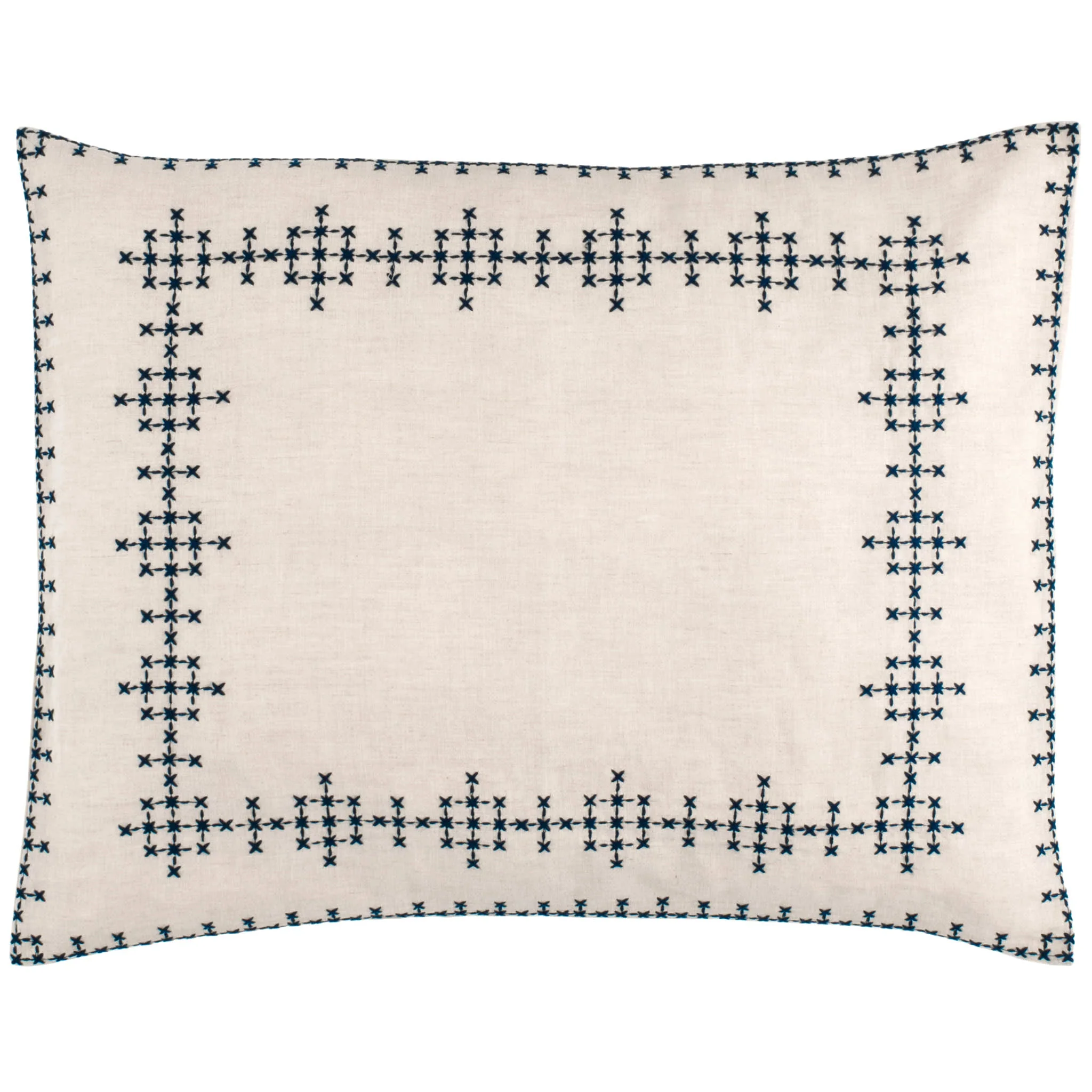 Cross-Stitch Linen Sham | Navy - Image 4