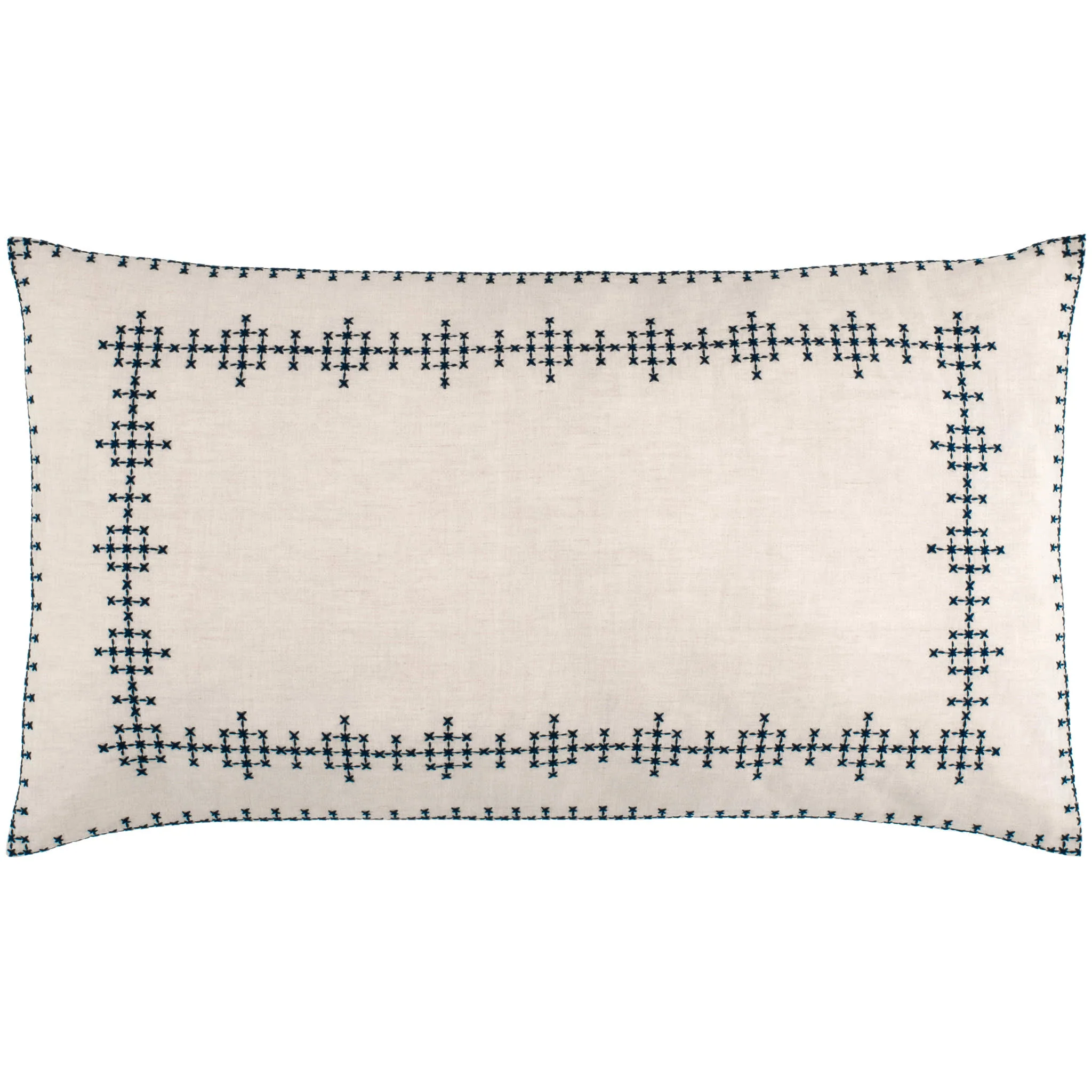 Cross-Stitch Linen Sham | Navy - Image 5