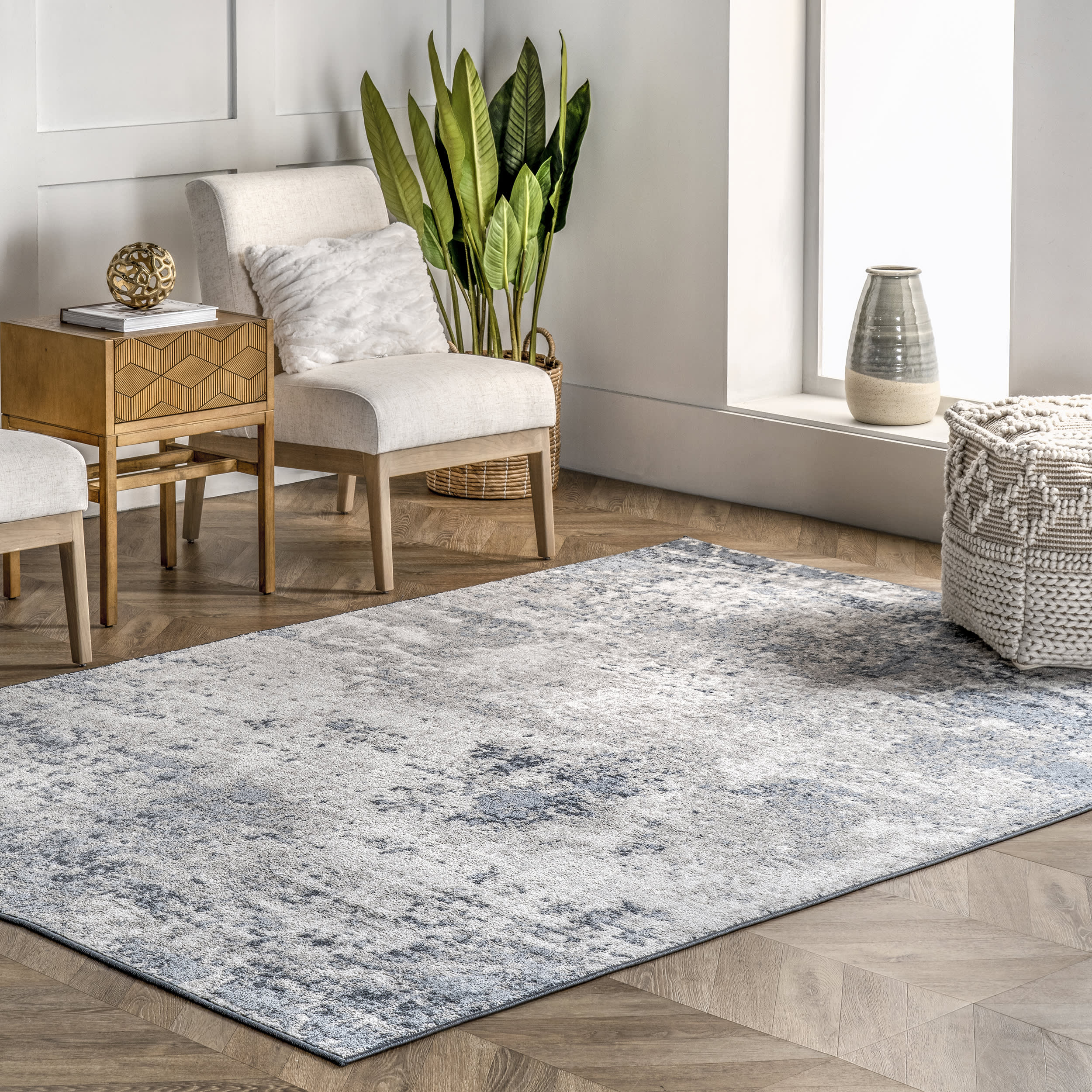 Crystal Abstract Vintage Rug | Blue - Image 2