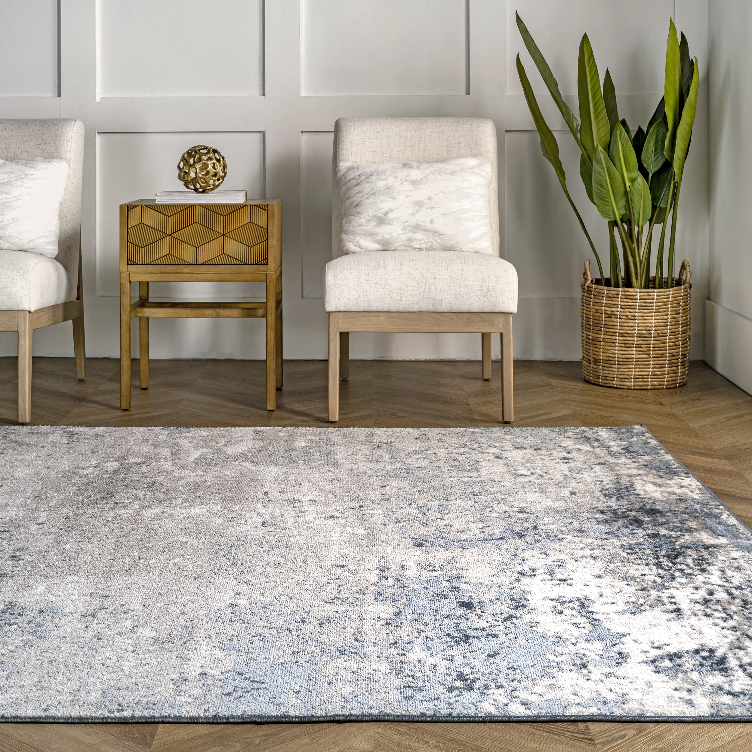 Crystal Abstract Vintage Rug | Blue - Image 4