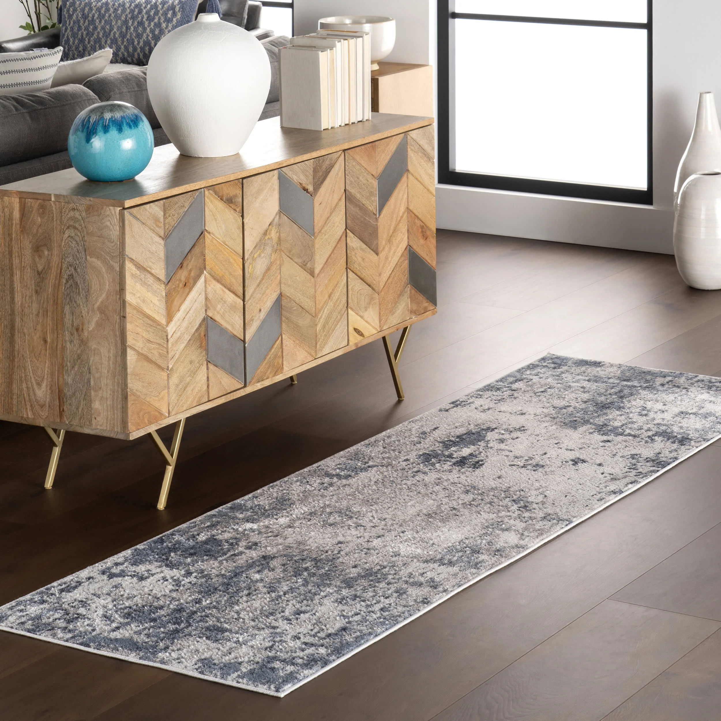 Crystal Abstract Vintage Rug | Blue - Image 2