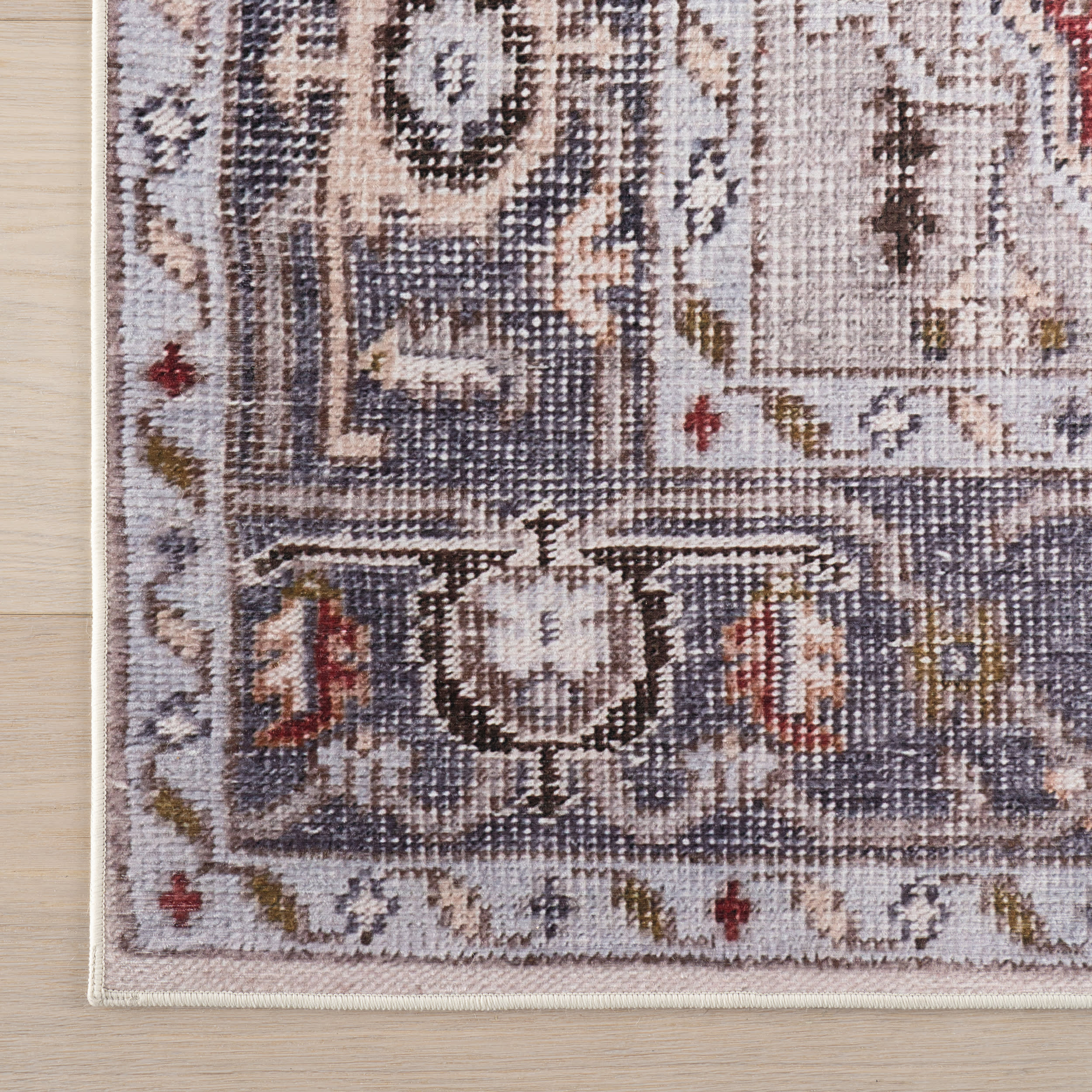 Crystalline Medallion Spill Proof Washable Rug | Beige - Image 4