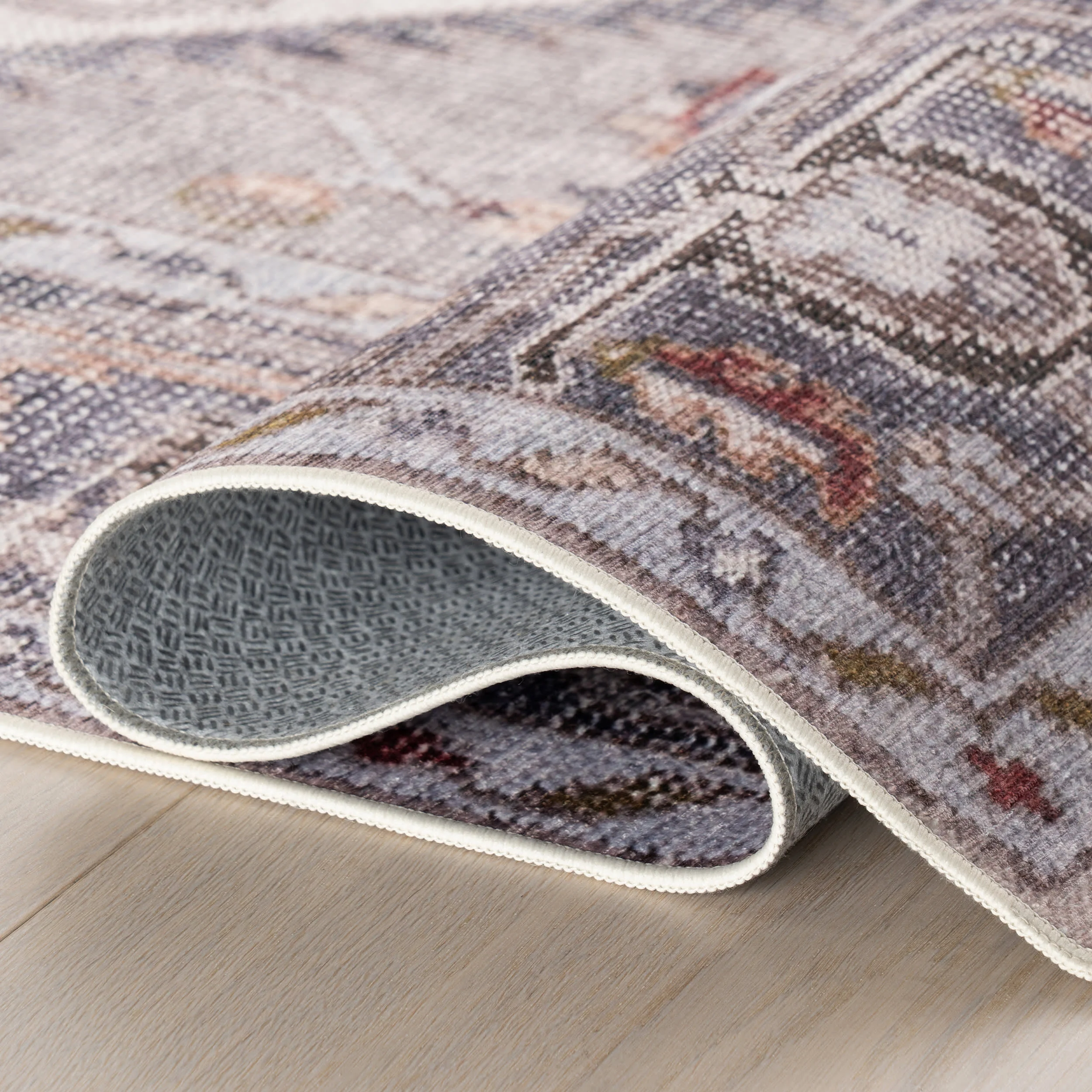 Crystalline Medallion Spill Proof Washable Rug | Beige - Image 9