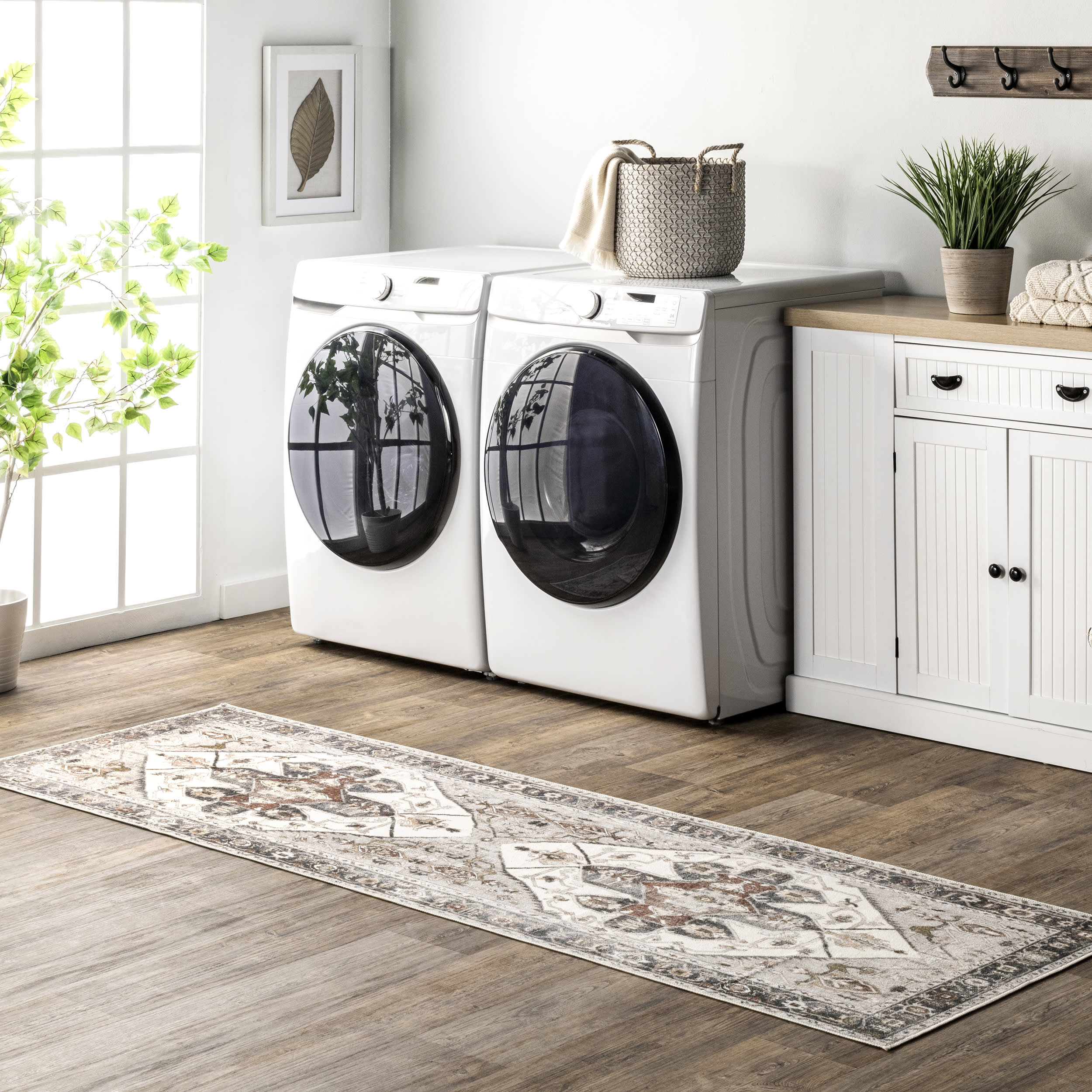 Crystalline Medallion Washable Rug | Beige - Image 2