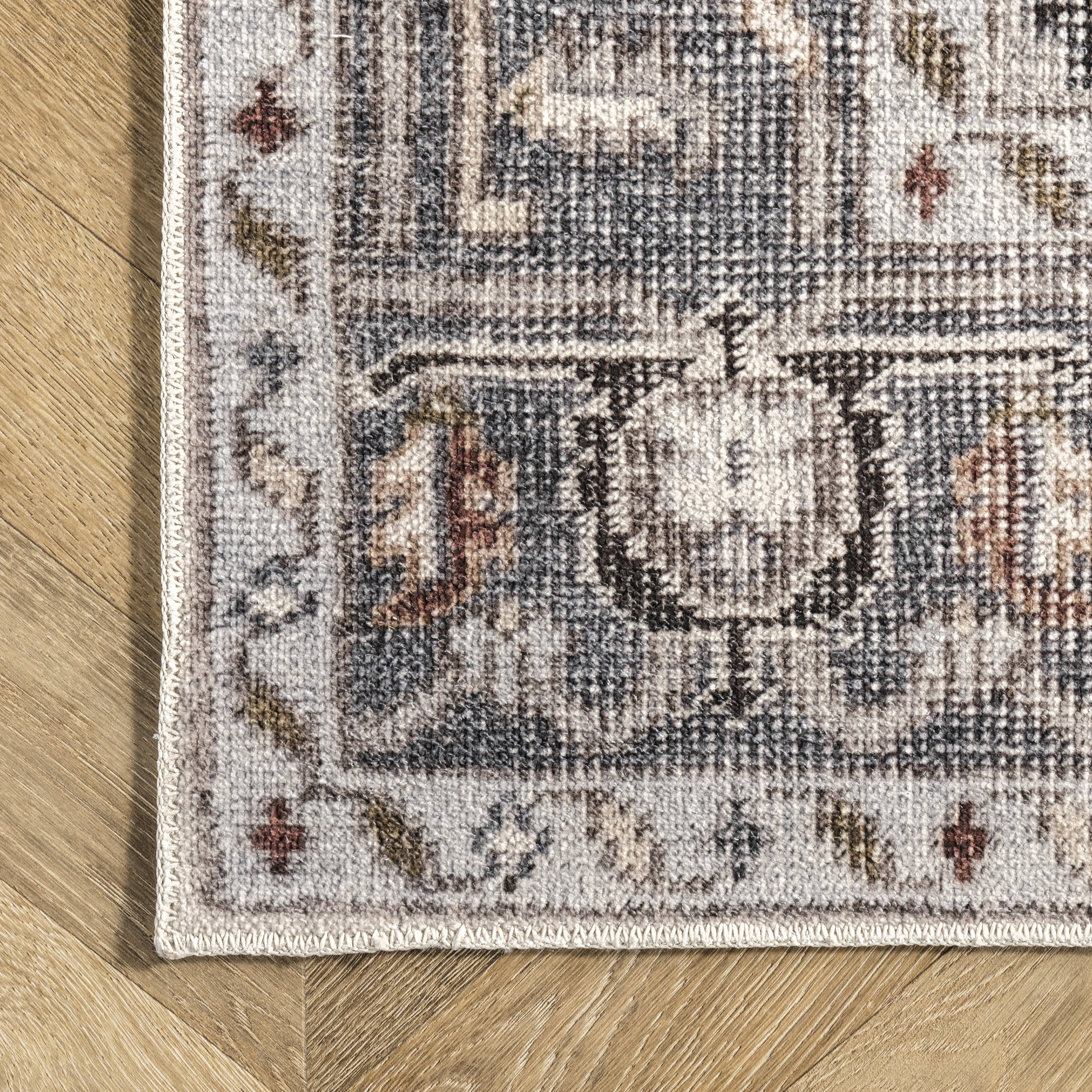 Crystalline Medallion Washable Rug | Beige - Image 3