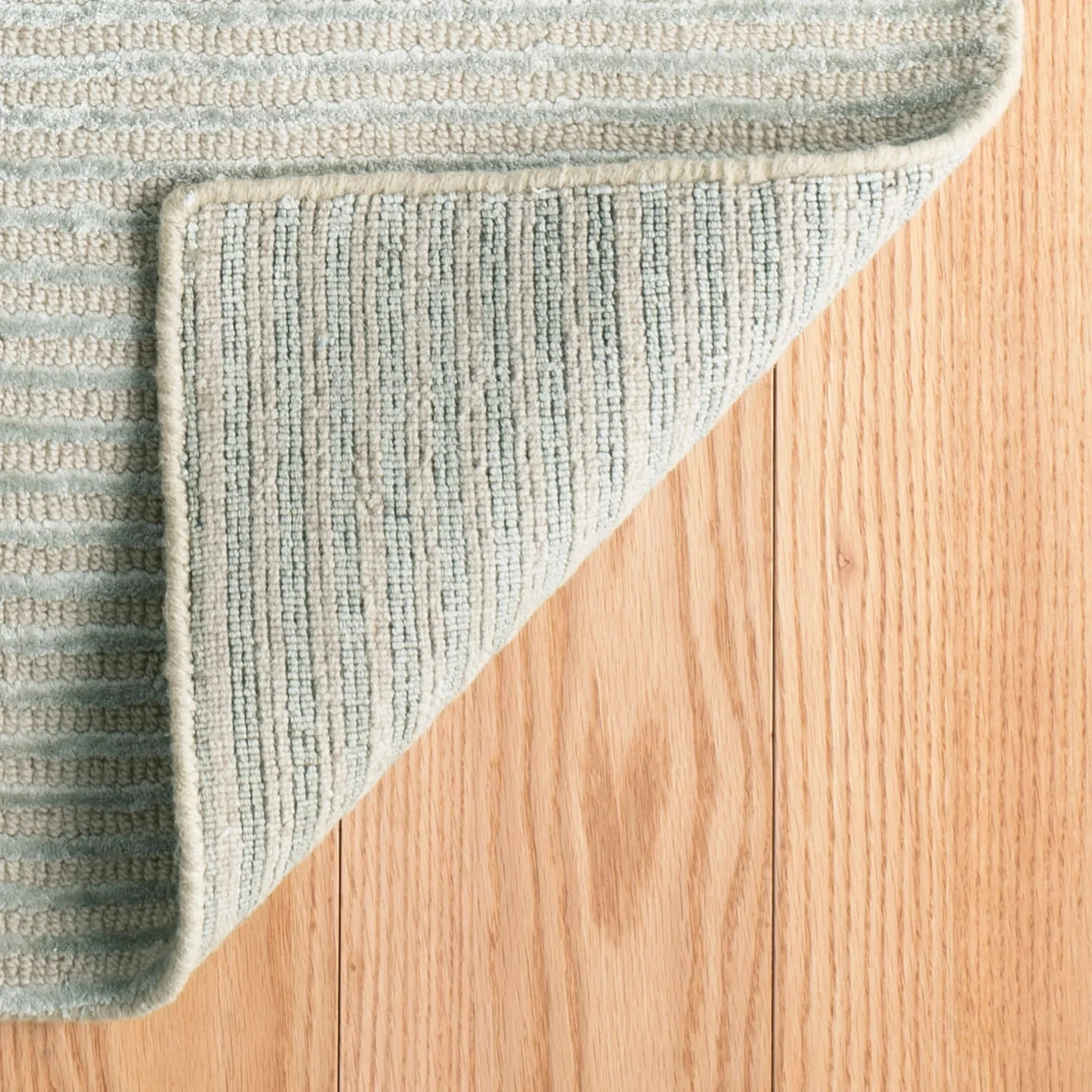 Cut Stripe Hand Knotted Viscose/Wool Rug | Ocean - Image 4