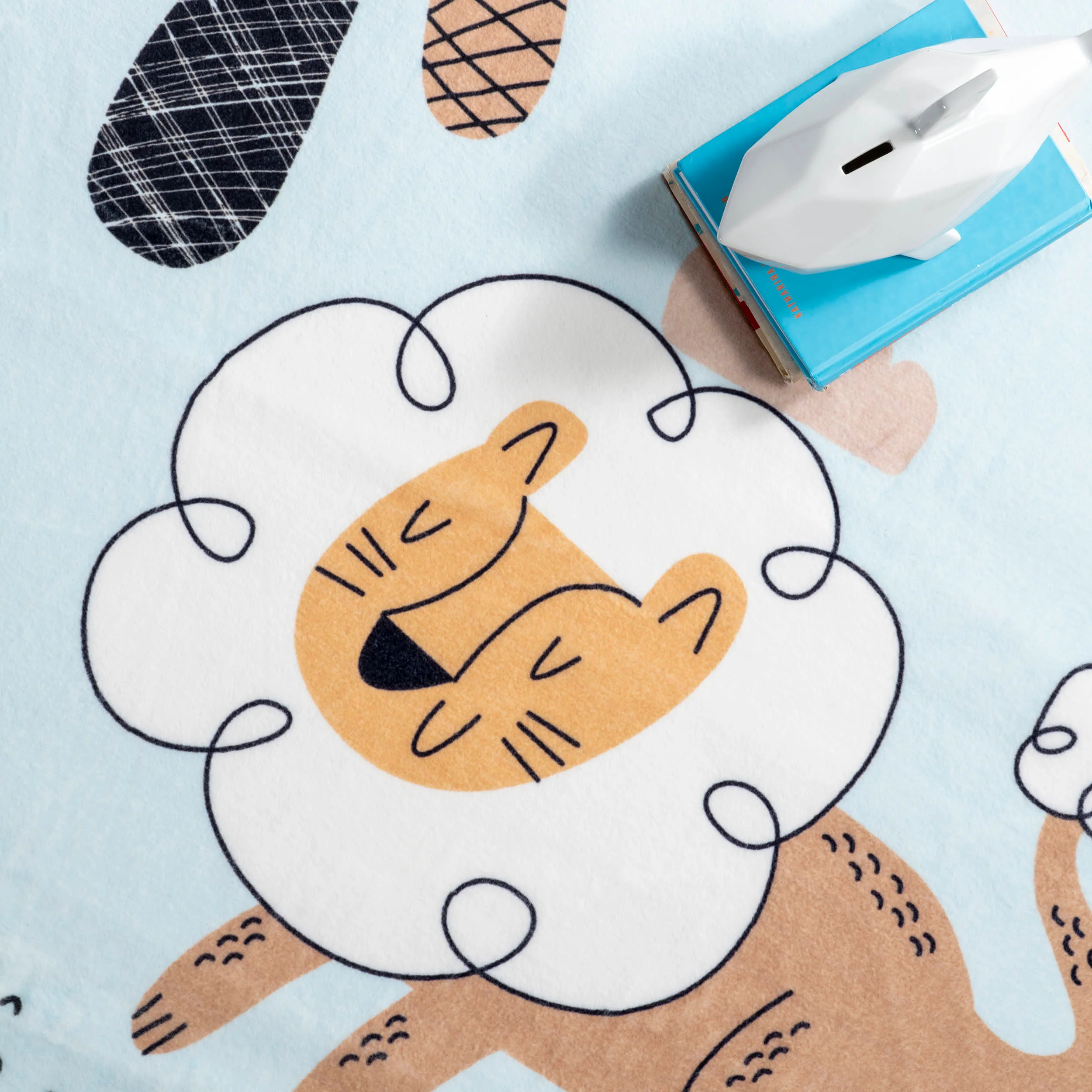 Dael Dreaming Lion Kids Washable Rug | Baby Blue - Image 7