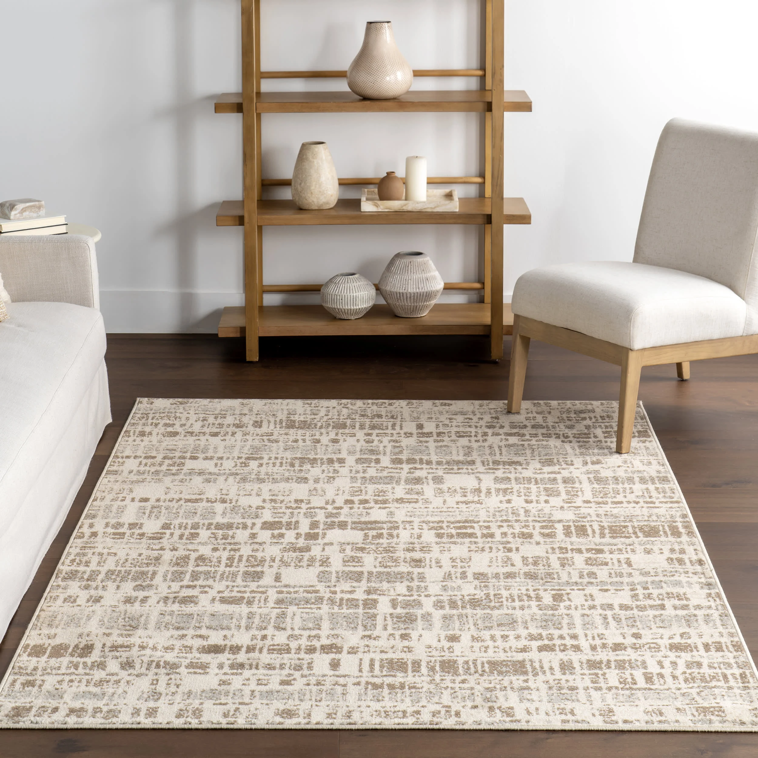 Dahlia Modern Abstract Area Rug | Beige - Image 5
