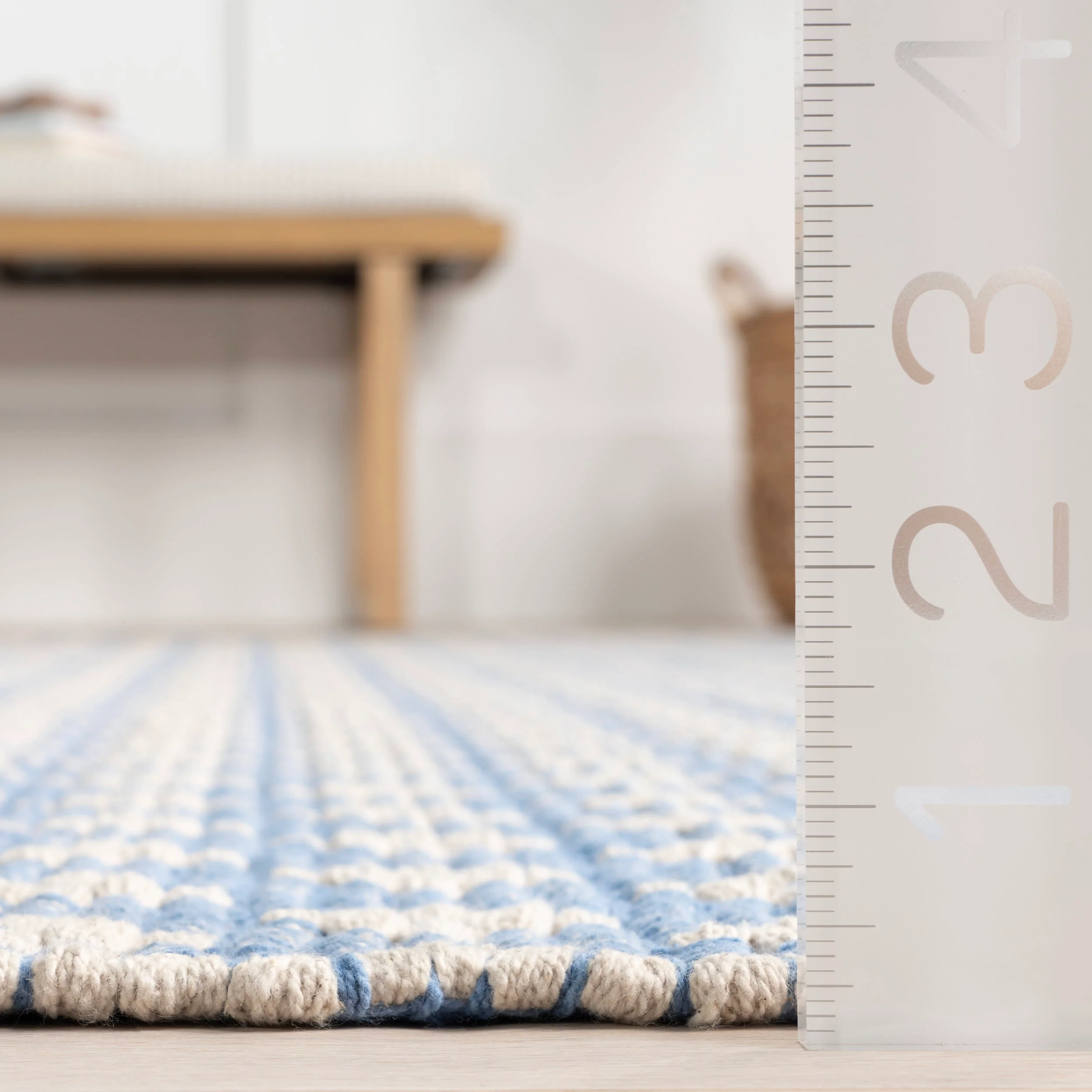 Dainty Diamond Handwoven Cotton Rug | Blue - Image 5