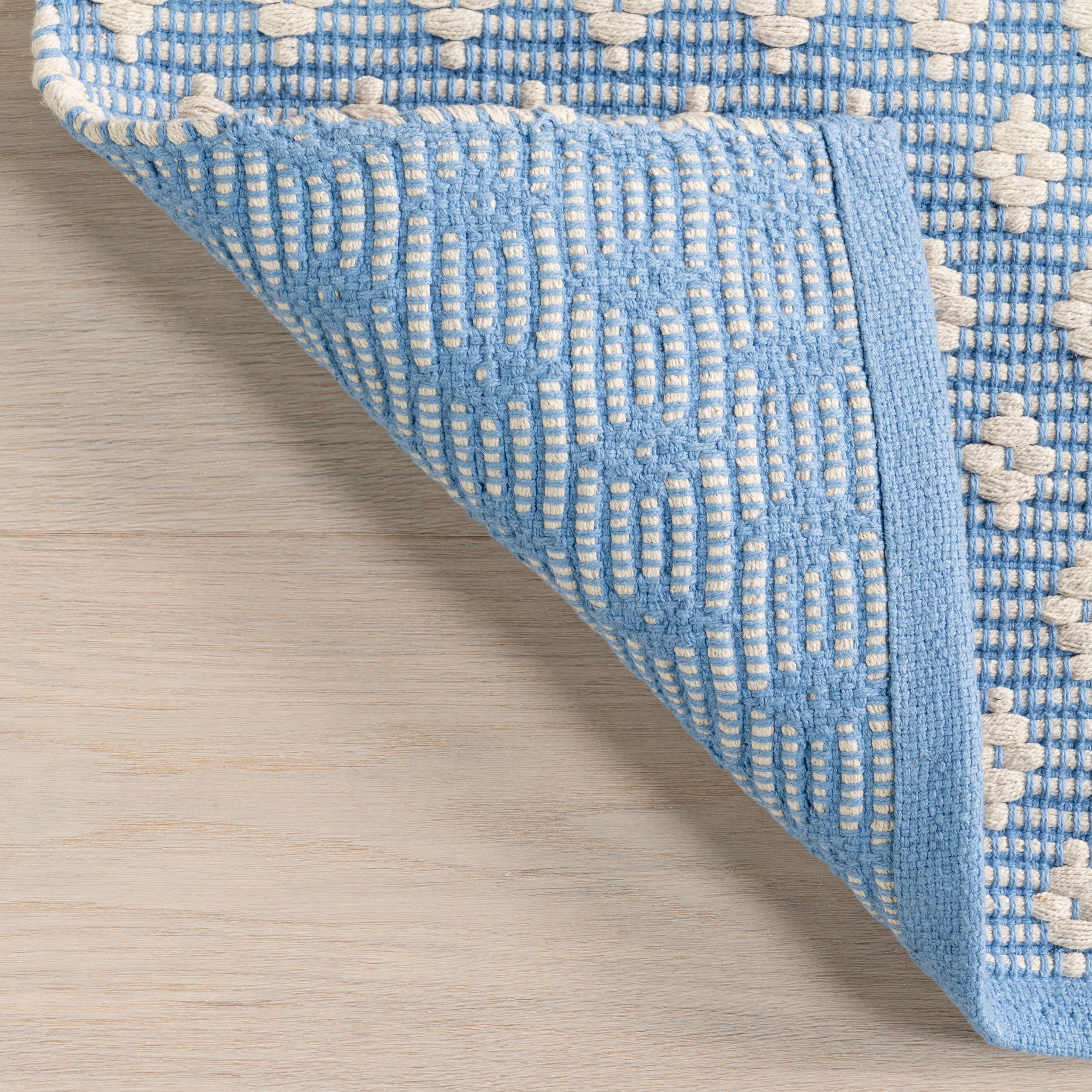 Dainty Diamond Handwoven Cotton Rug | Blue - Image 6