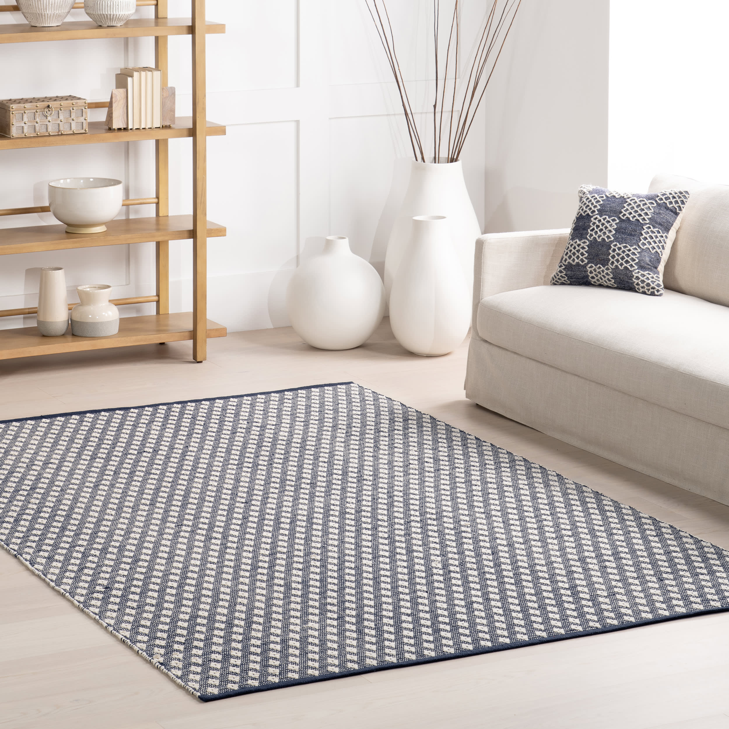 Dainty Diamond Handwoven Cotton Rug | Grey - Image 2