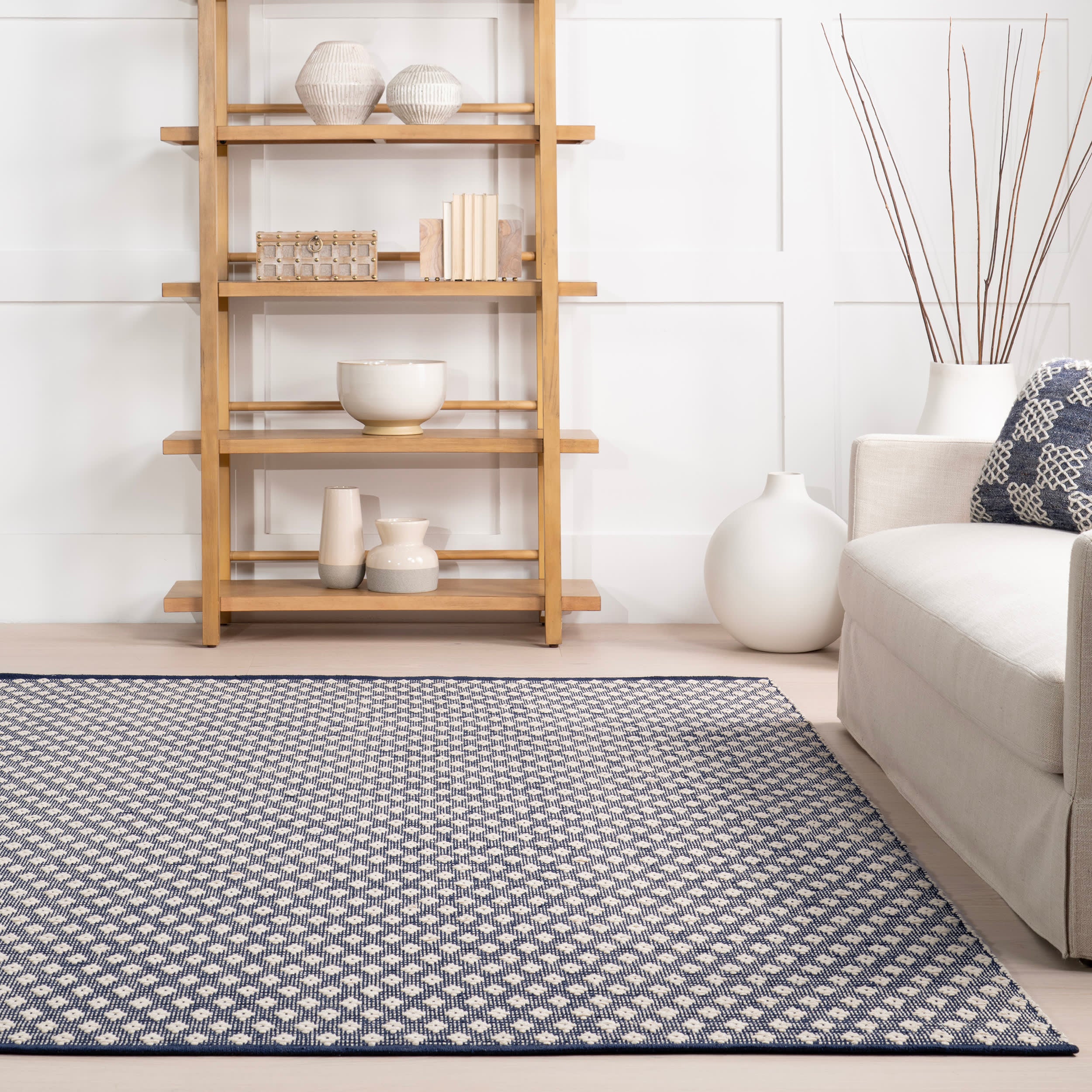 Dainty Diamond Handwoven Cotton Rug | Grey - Image 4