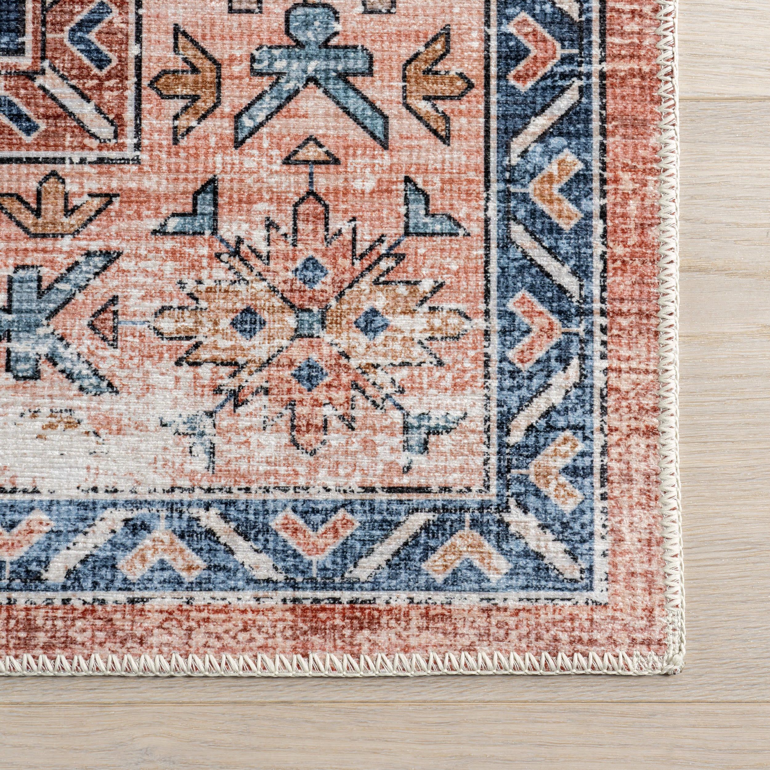 Daisy Spill Proof Washable Persian Rug | Brick - Image 4