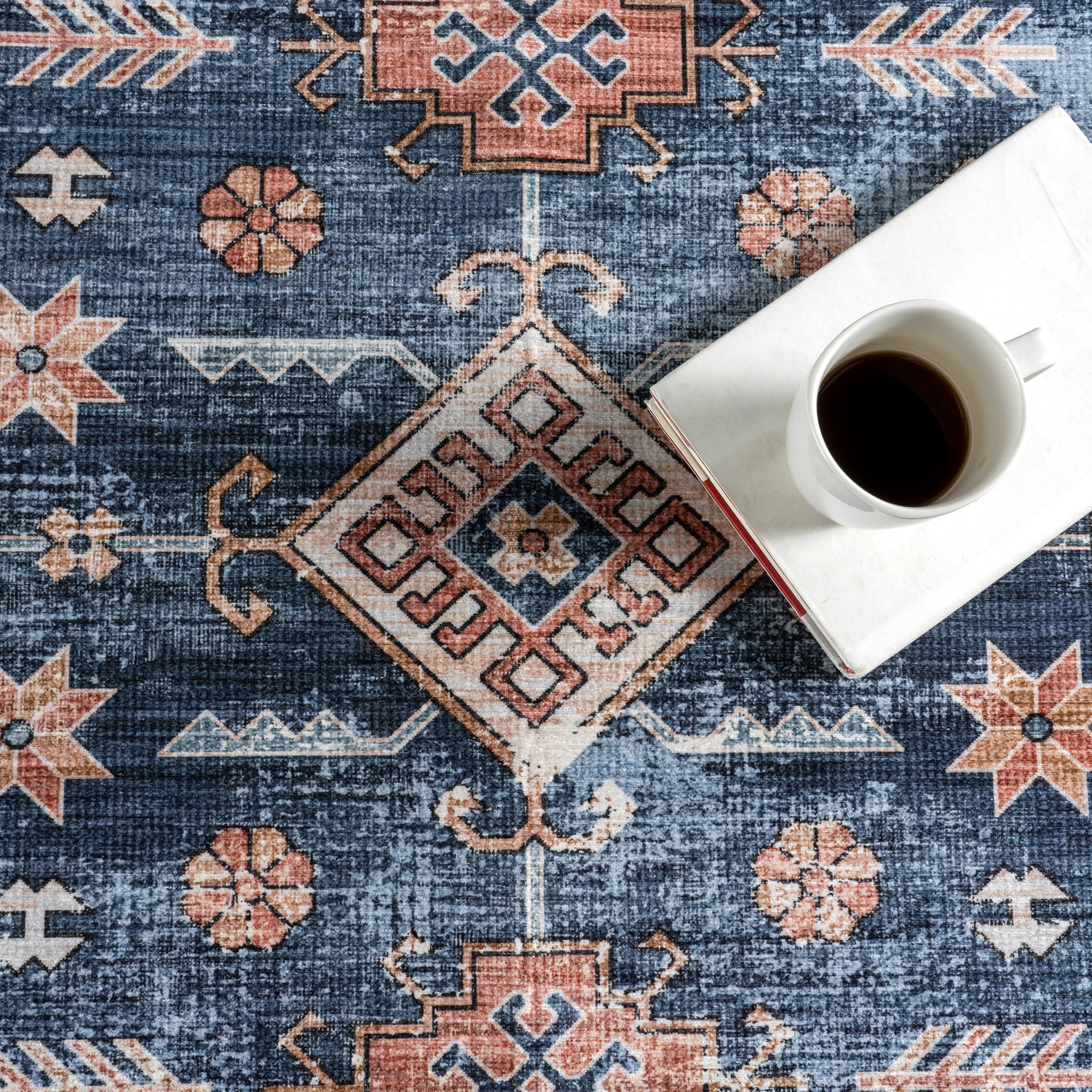 Daisy Spill Proof Washable Persian Rug | Brick - Image 8