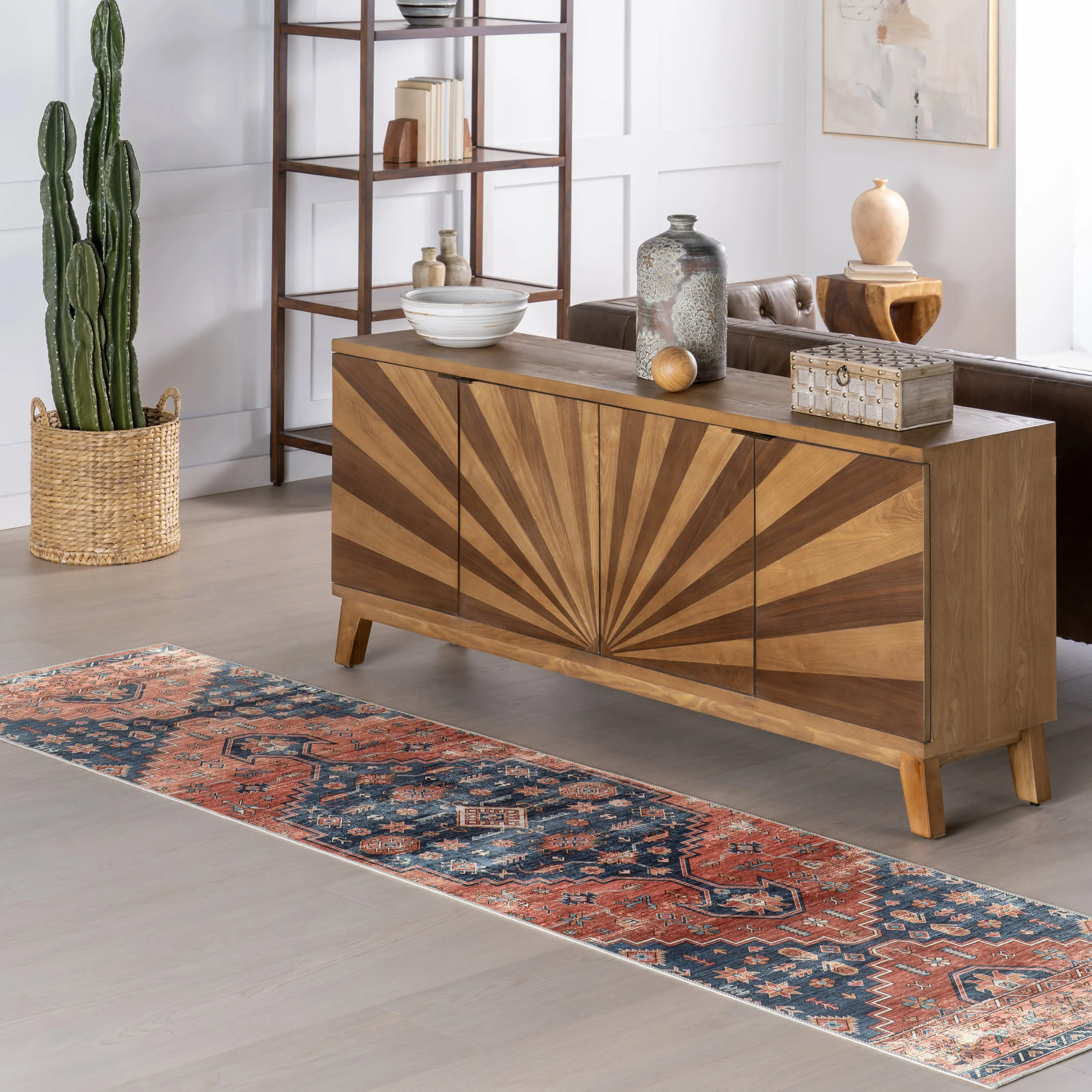 Daisy Spill Proof Washable Persian Rug | Brick - Image 2