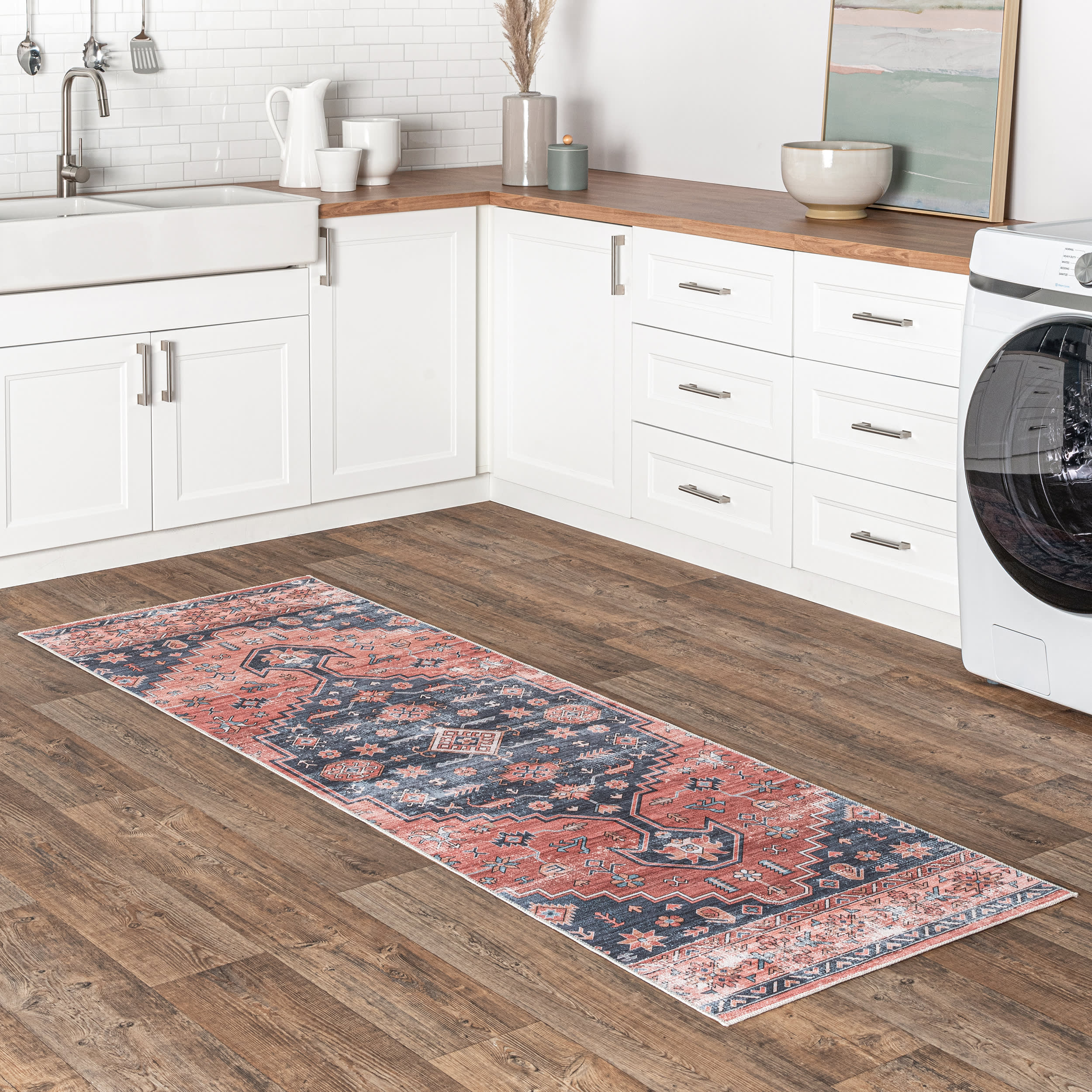 Daisy Washable Persian Rug | Brick - Image 2