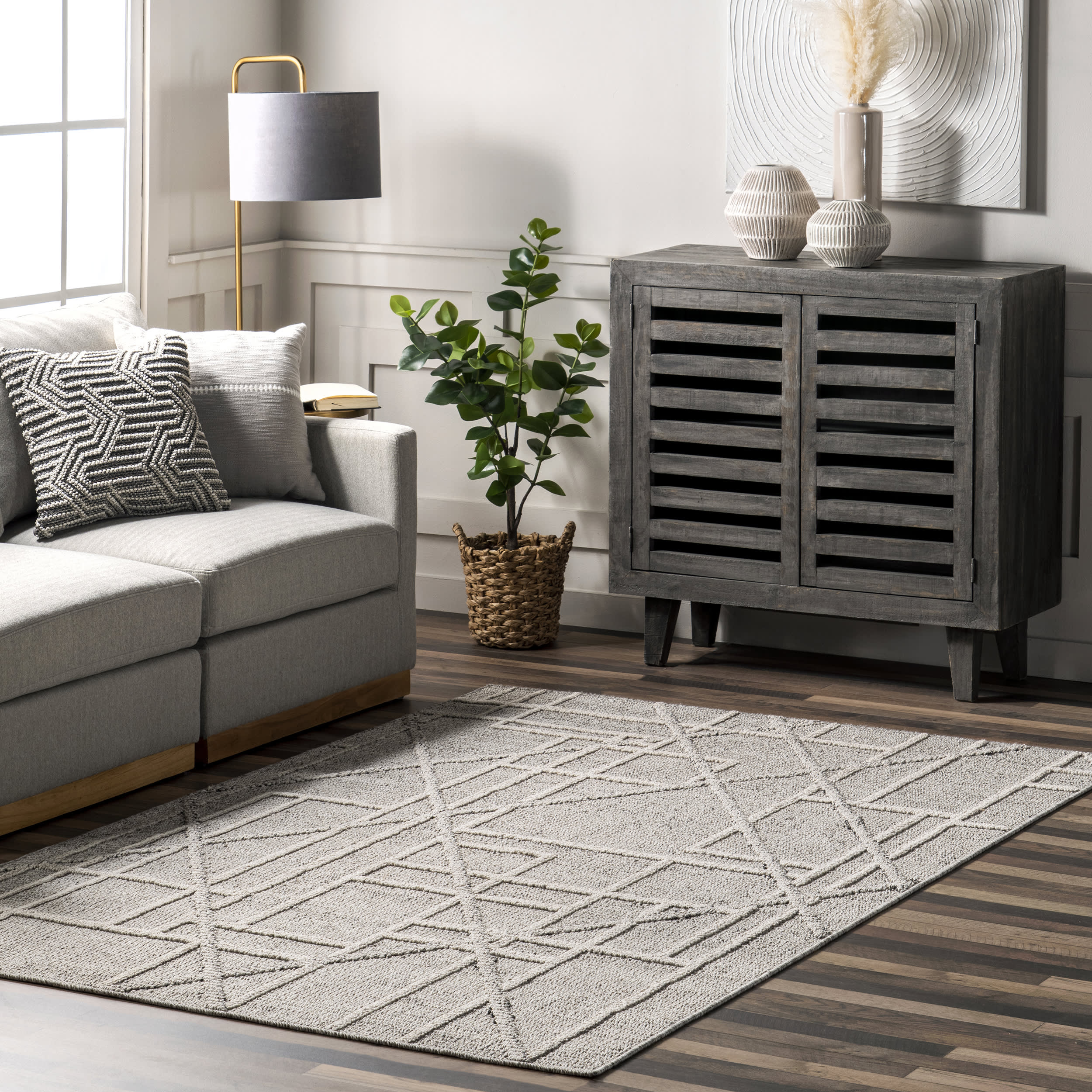 Dalia Modern Broken Line Indoor/Outdoor Rug | Grey - Image 7