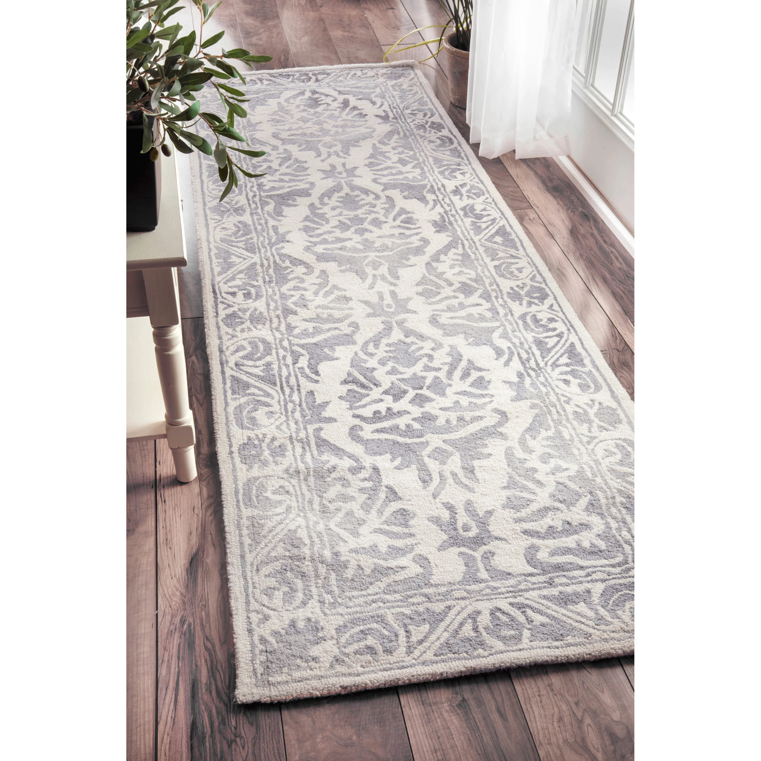 Damask Border Rug | Grey - Image 2