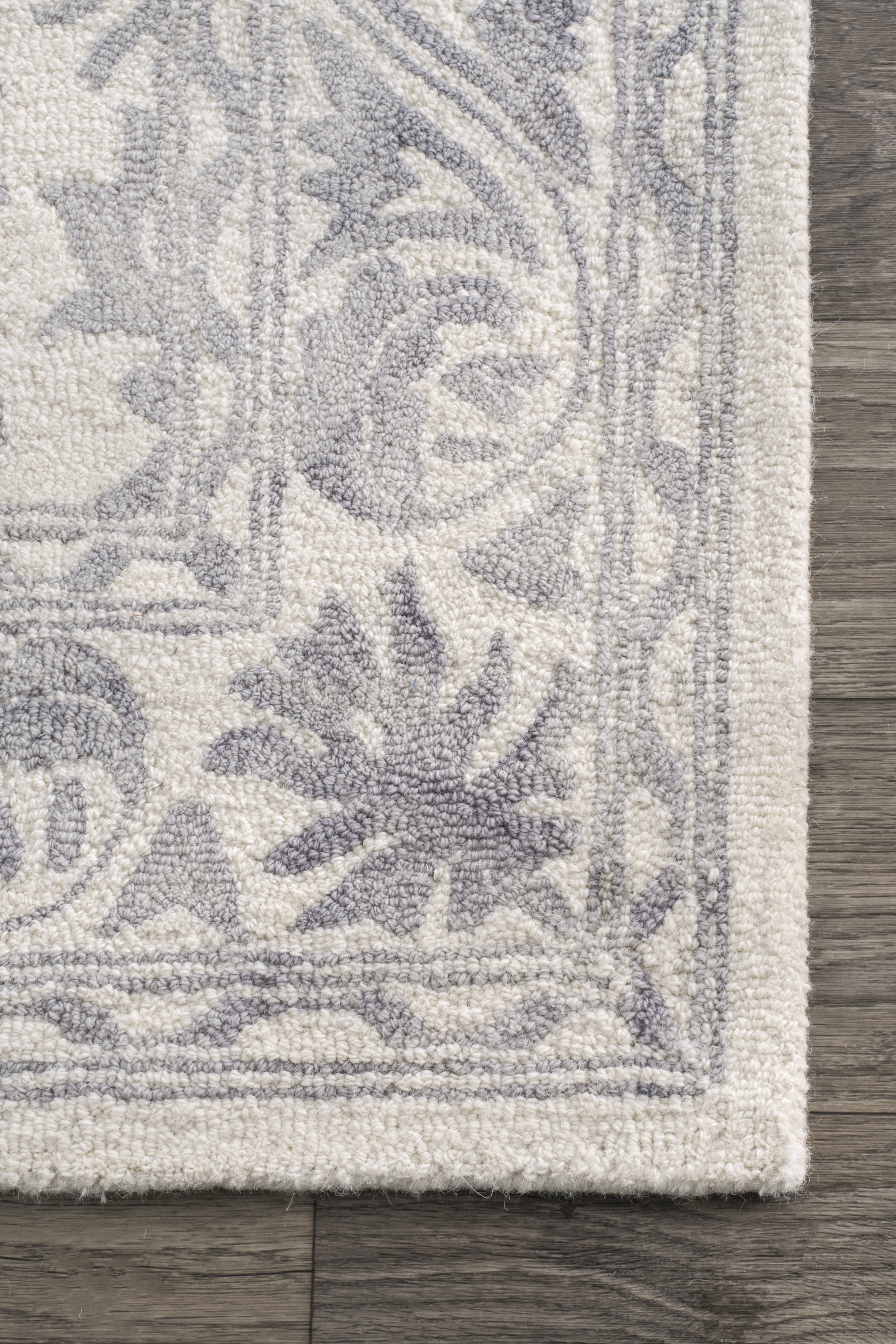 Damask Border Rug | Grey - Image 3