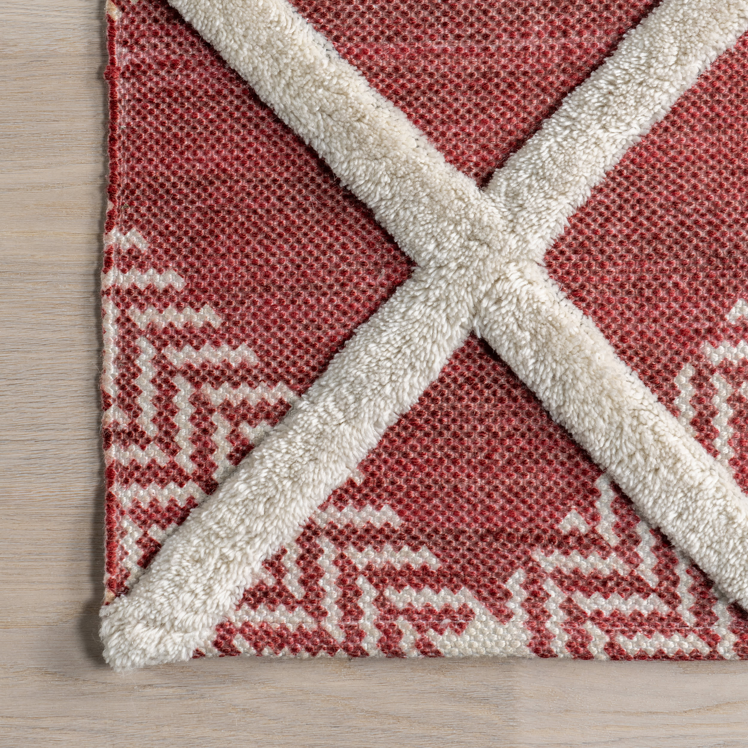 Damira Mirrored Plaid Rug | Red - Image 3