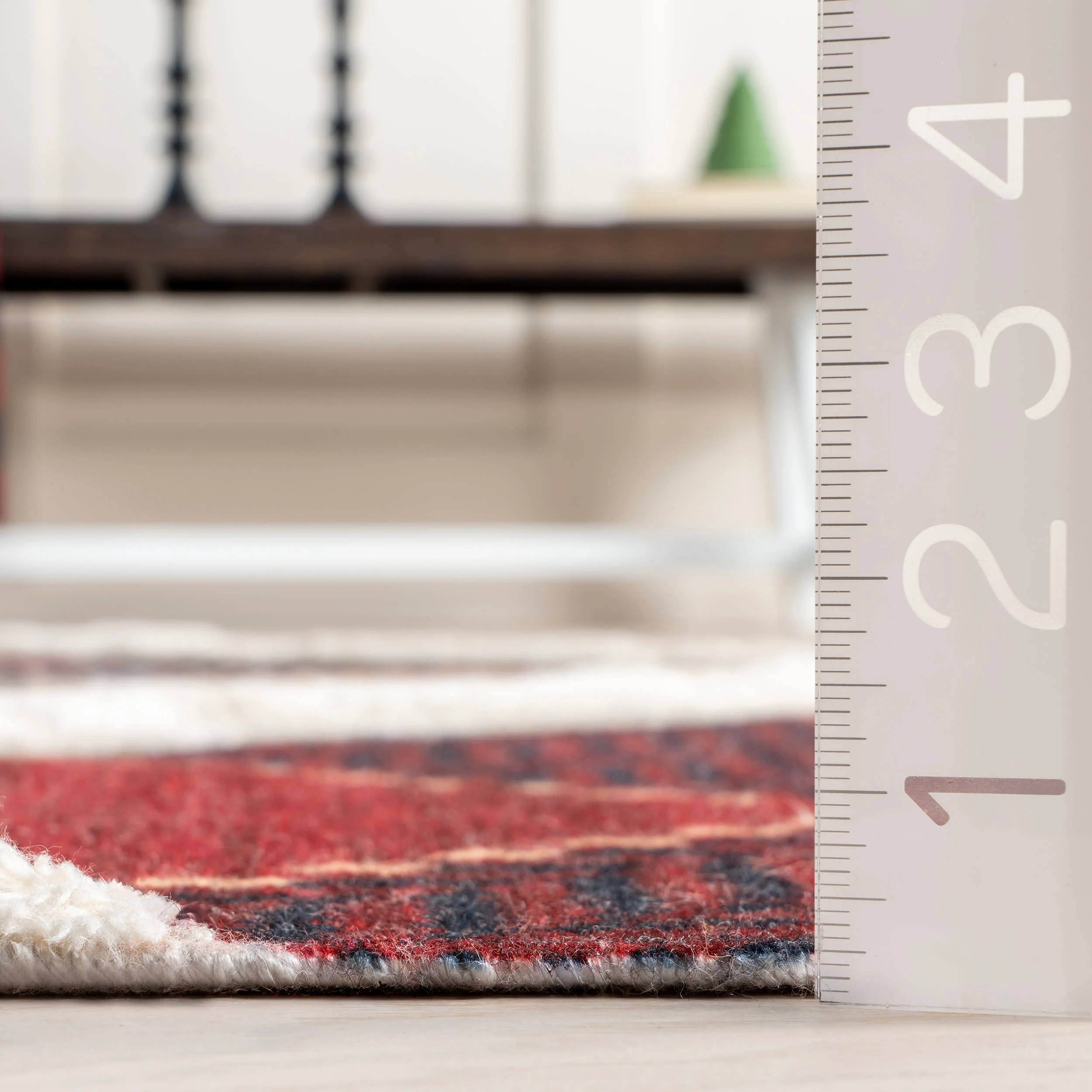 Damira Mirrored Plaid Rug | Red - Image 5