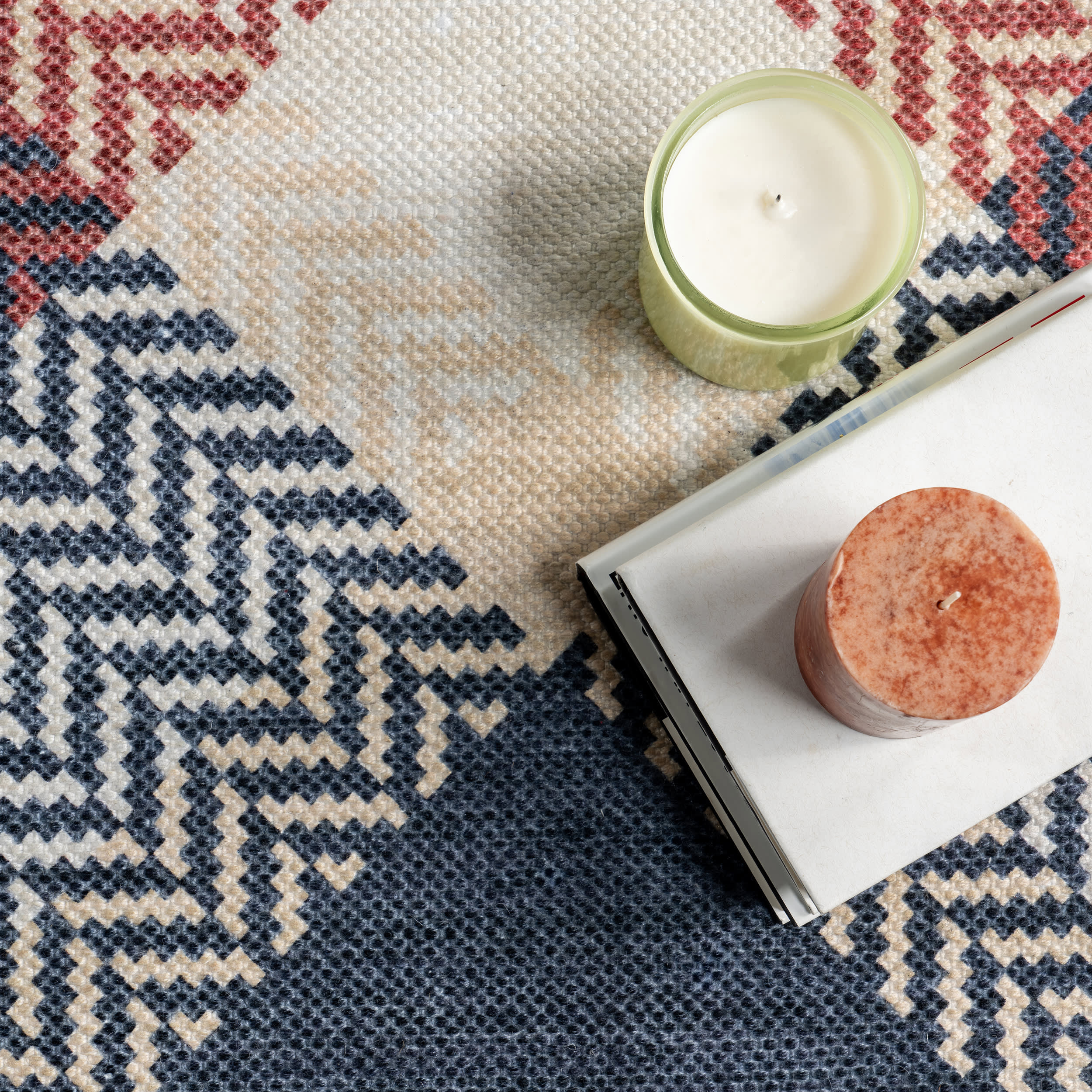 Damira Mirrored Plaid Rug | Red - Image 7