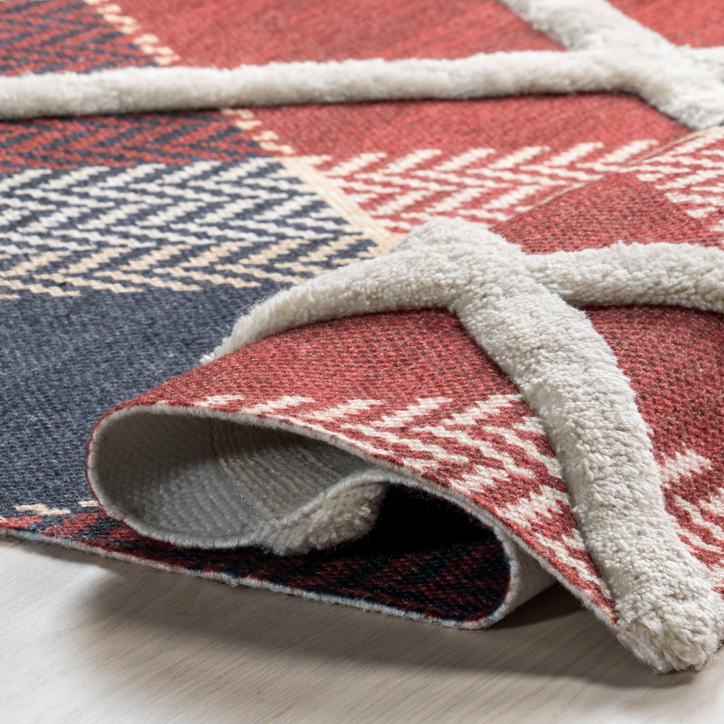 Damira Mirrored Plaid Rug | Red - Image 8