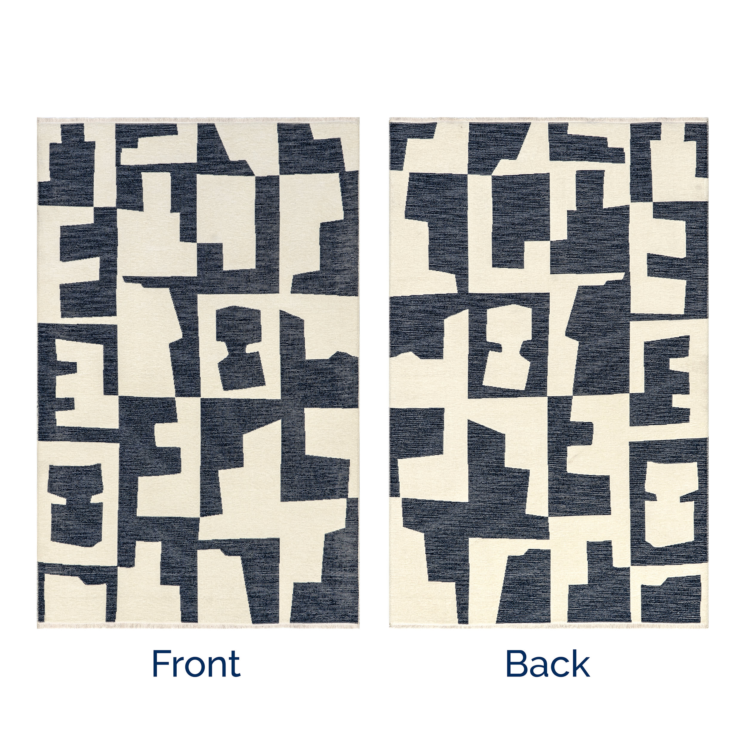 Daniela Geometric Reversible Washable Rug | Navy - Image 10