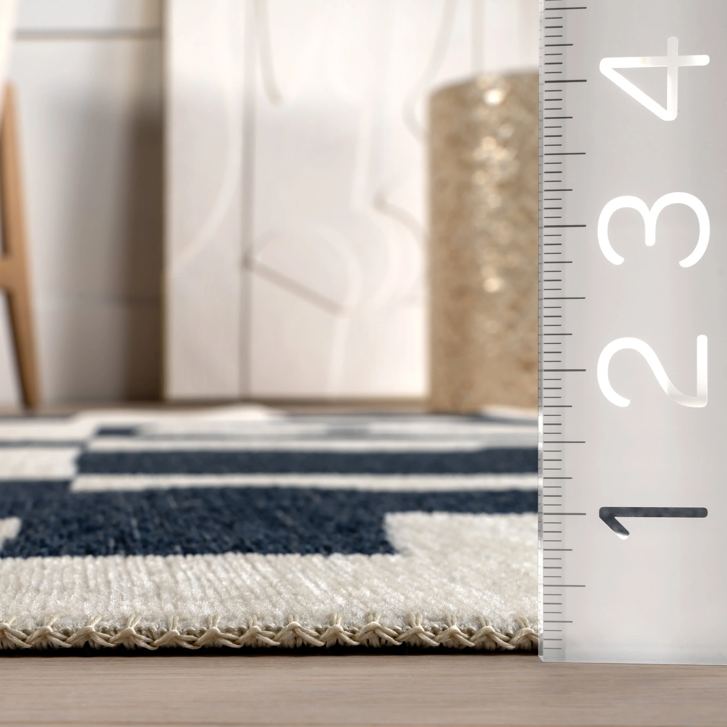 Daniela Geometric Reversible Washable Rug | Navy - Image 6