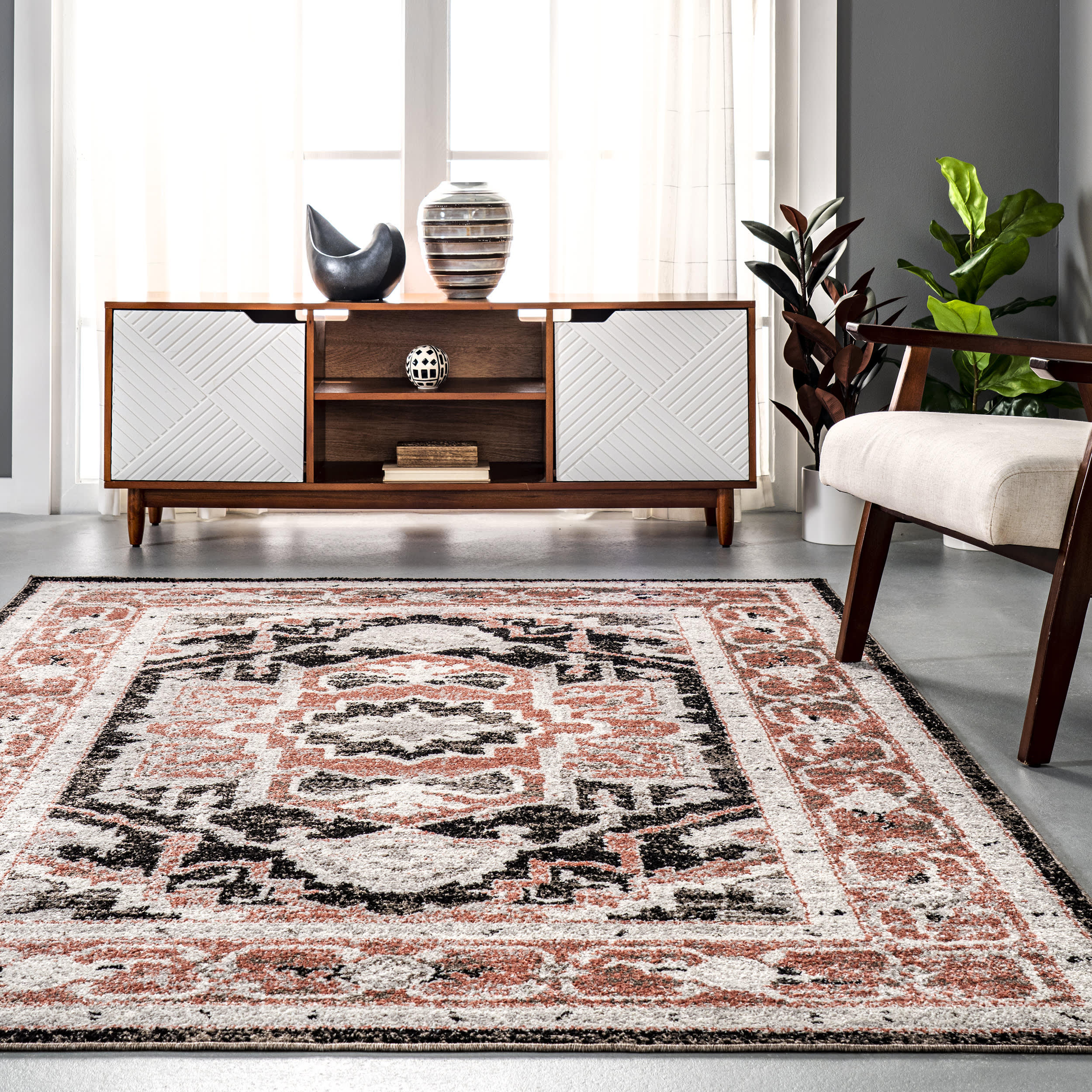 Danielle Bordered Geometric Rug | Beige - Image 4