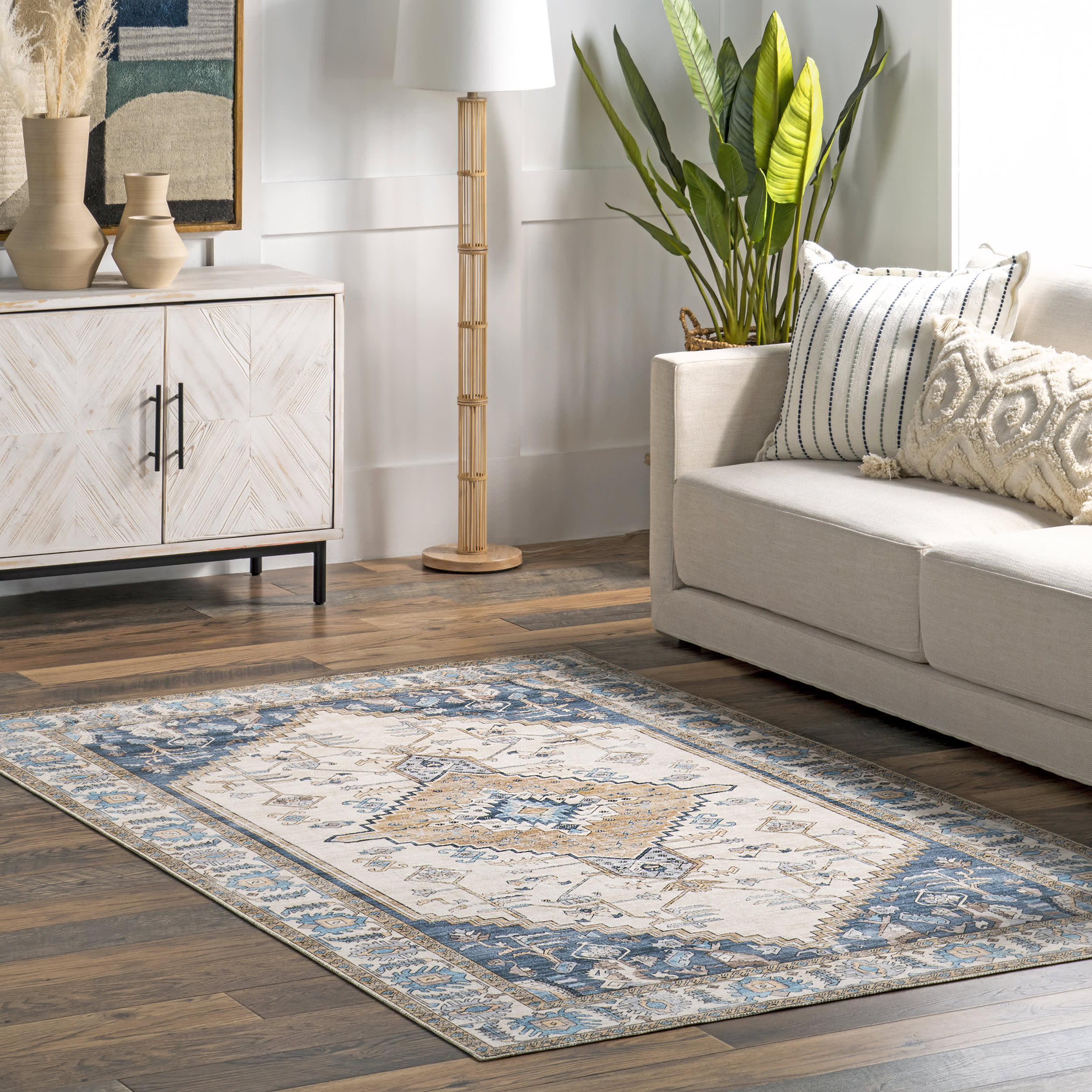 Daphna Medallion Washable Rug | Blue - Image 2