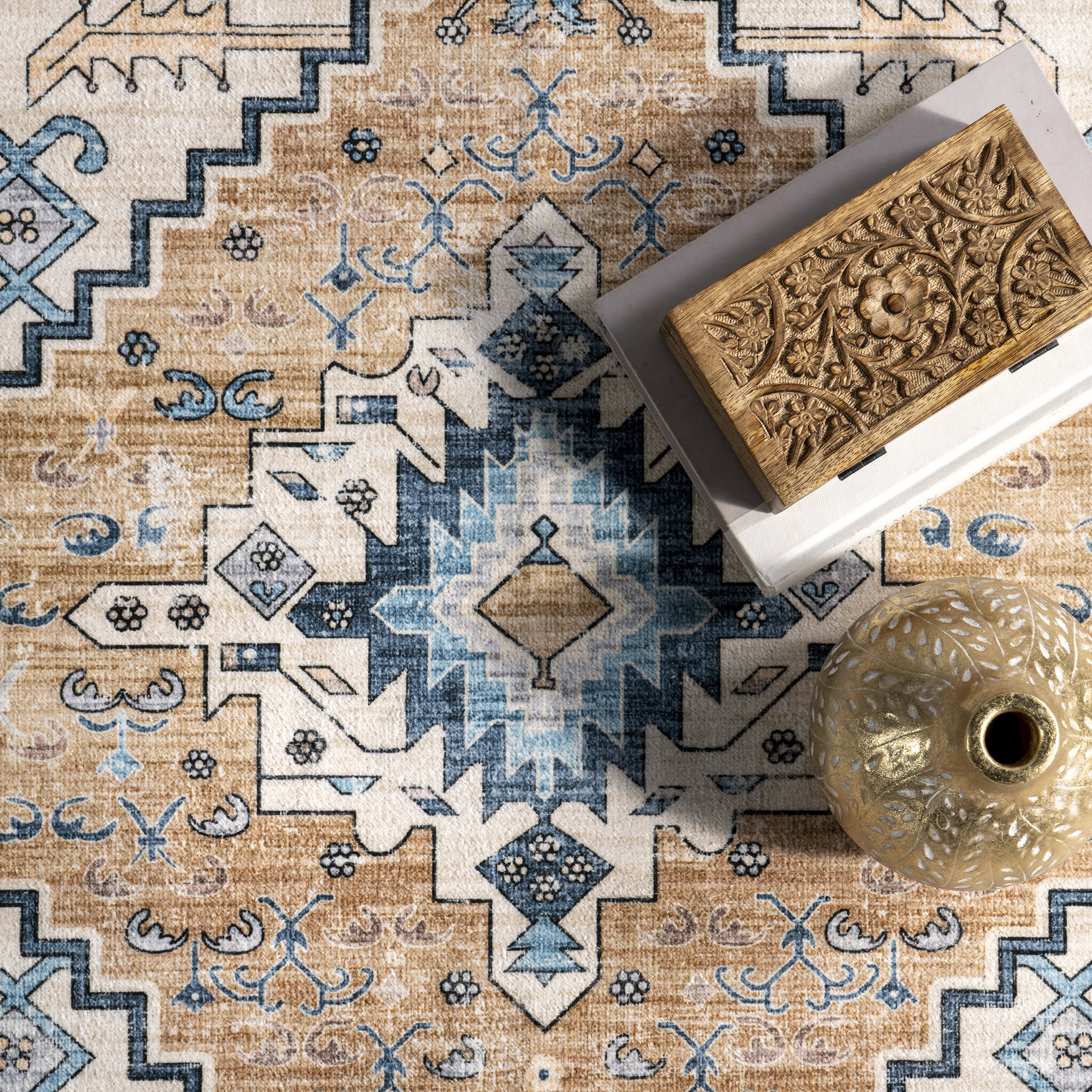 Daphna Medallion Washable Rug | Blue - Image 7
