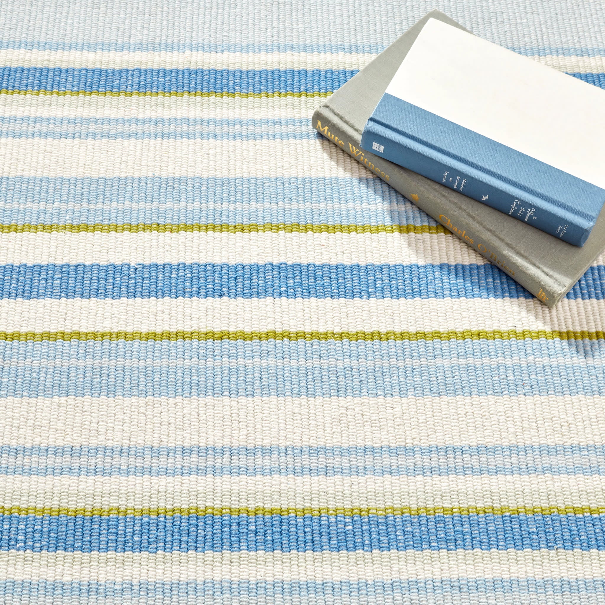 Daphne Stripe Handwoven Cotton Rug | French Blue - Image 3