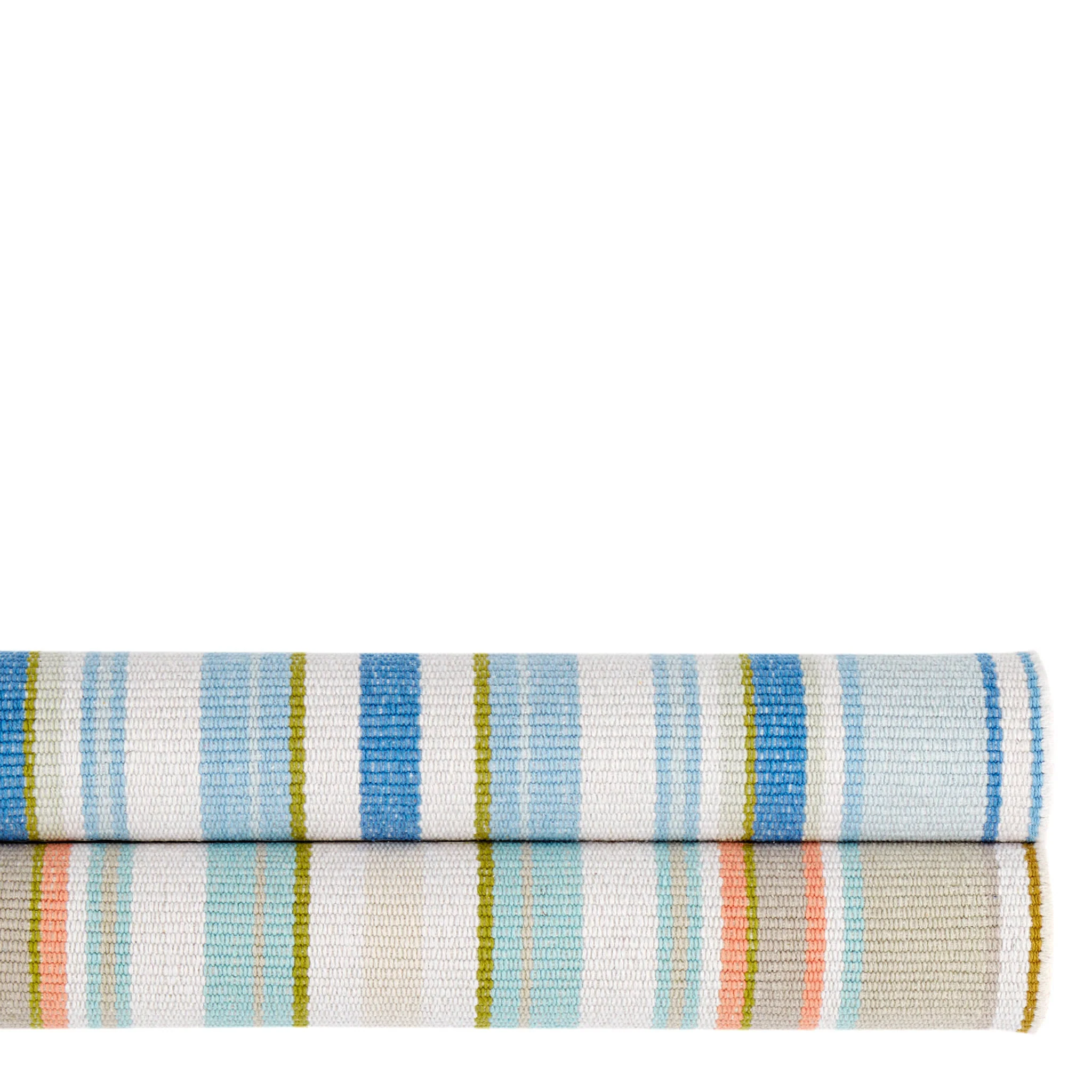Daphne Stripe Handwoven Cotton Rug | French Blue - Image 7