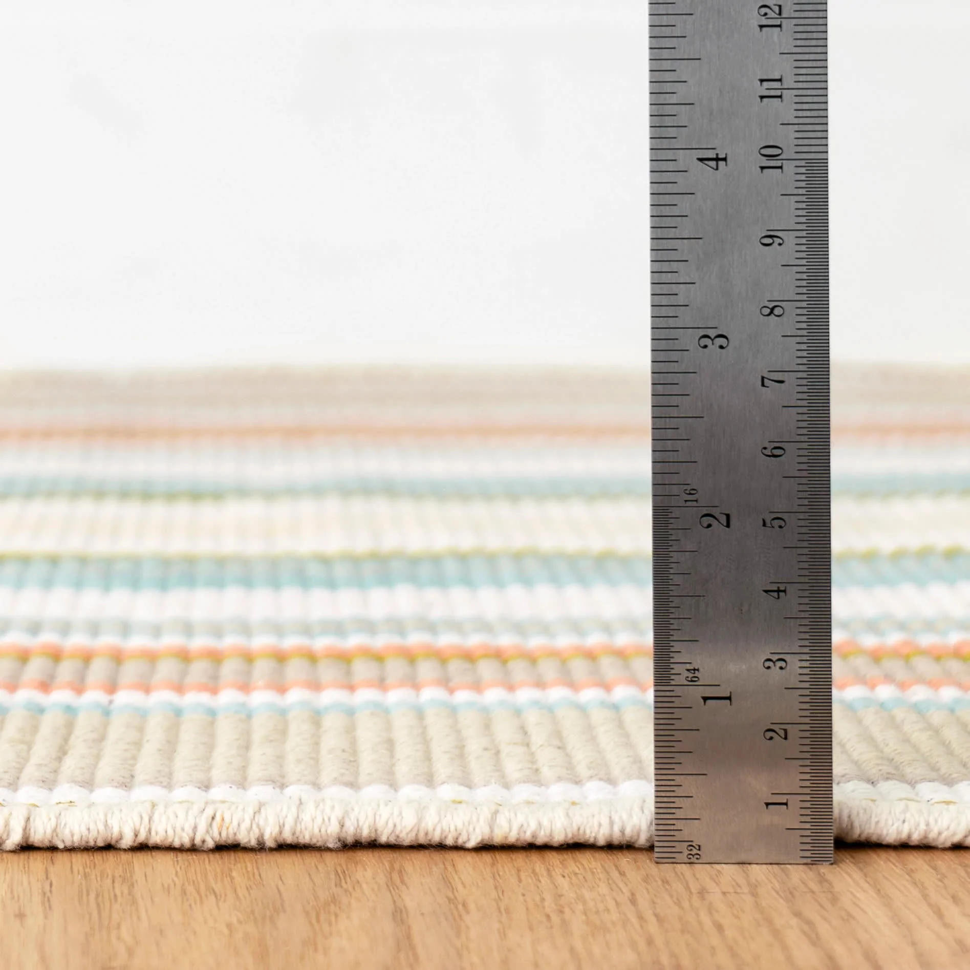 Daphne Stripe Handwoven Cotton Rug | Sky - Image 4