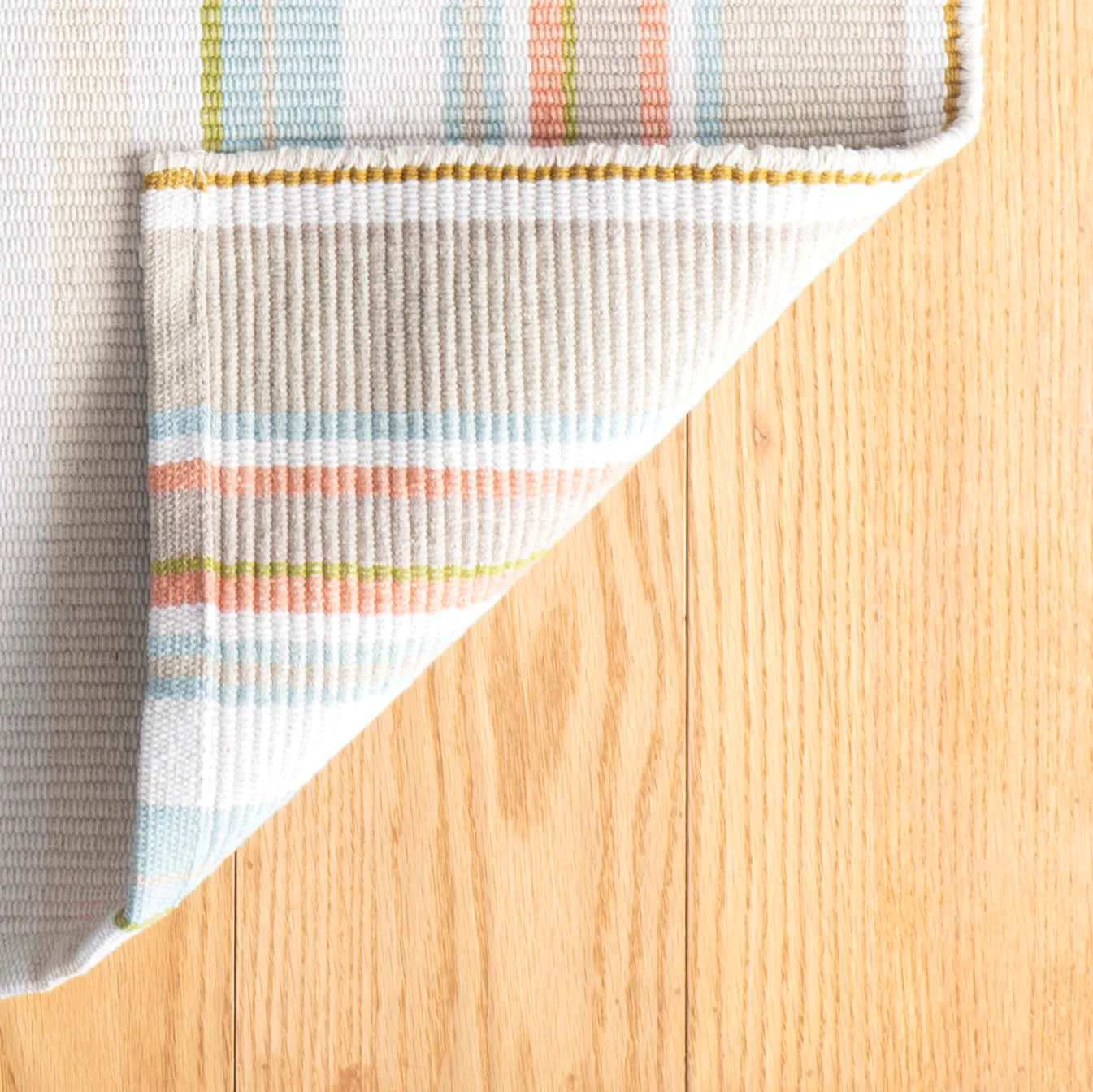 Daphne Stripe Handwoven Cotton Rug | Sky - Image 6