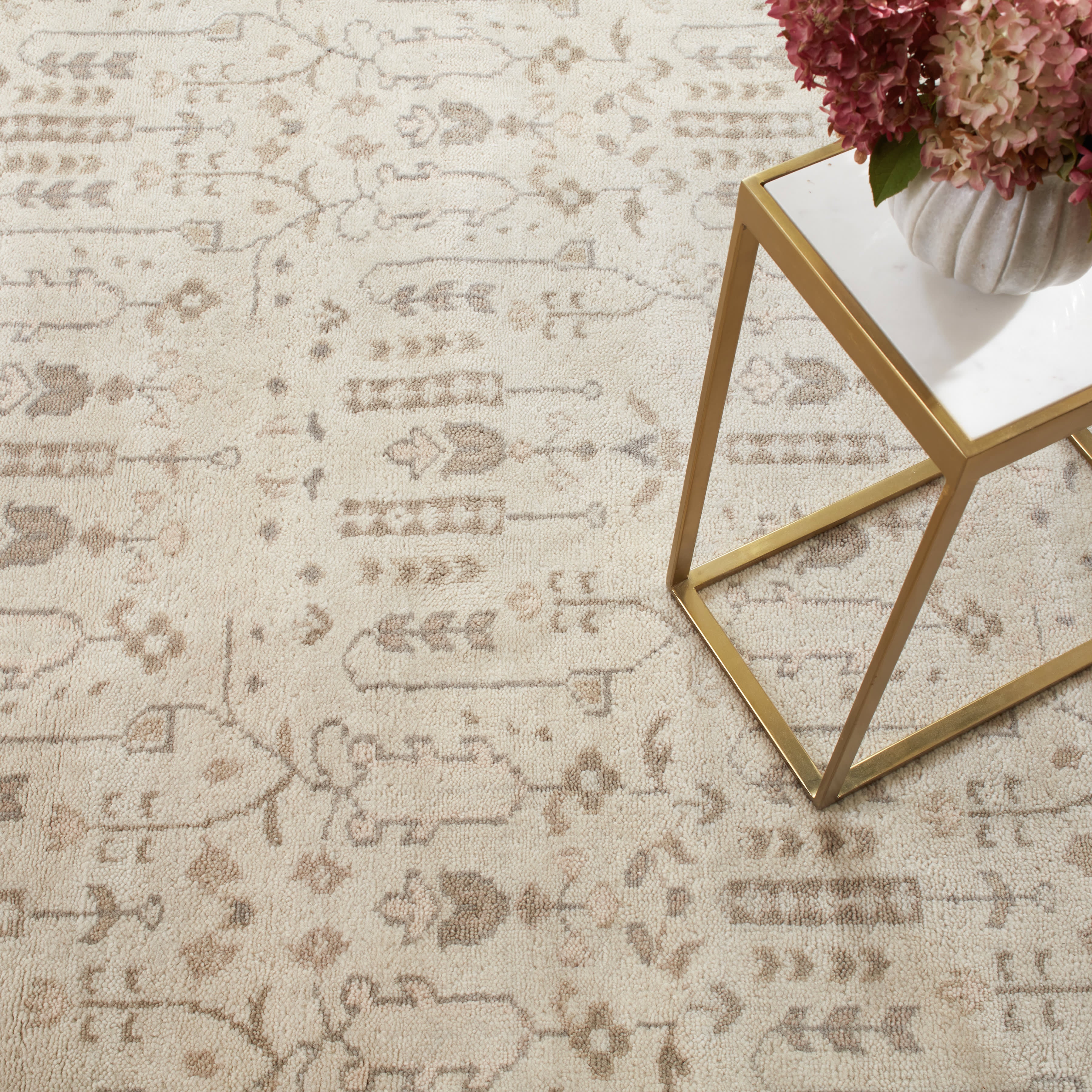 Dara Hand Knotted Wool Rug | Cream - Image 4
