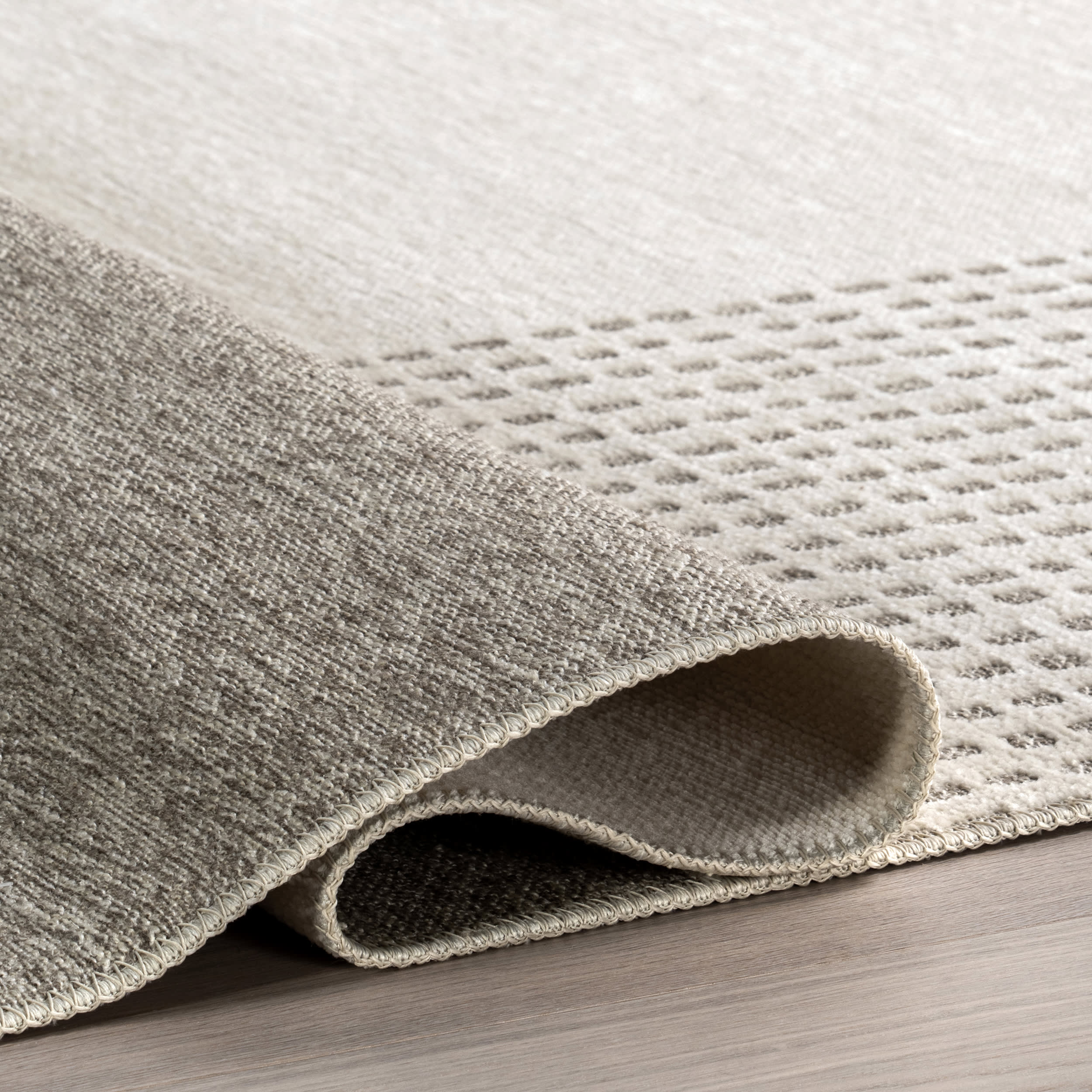 Darcy Dual Plaid Reversible Washable Rug | Cream - Image 11