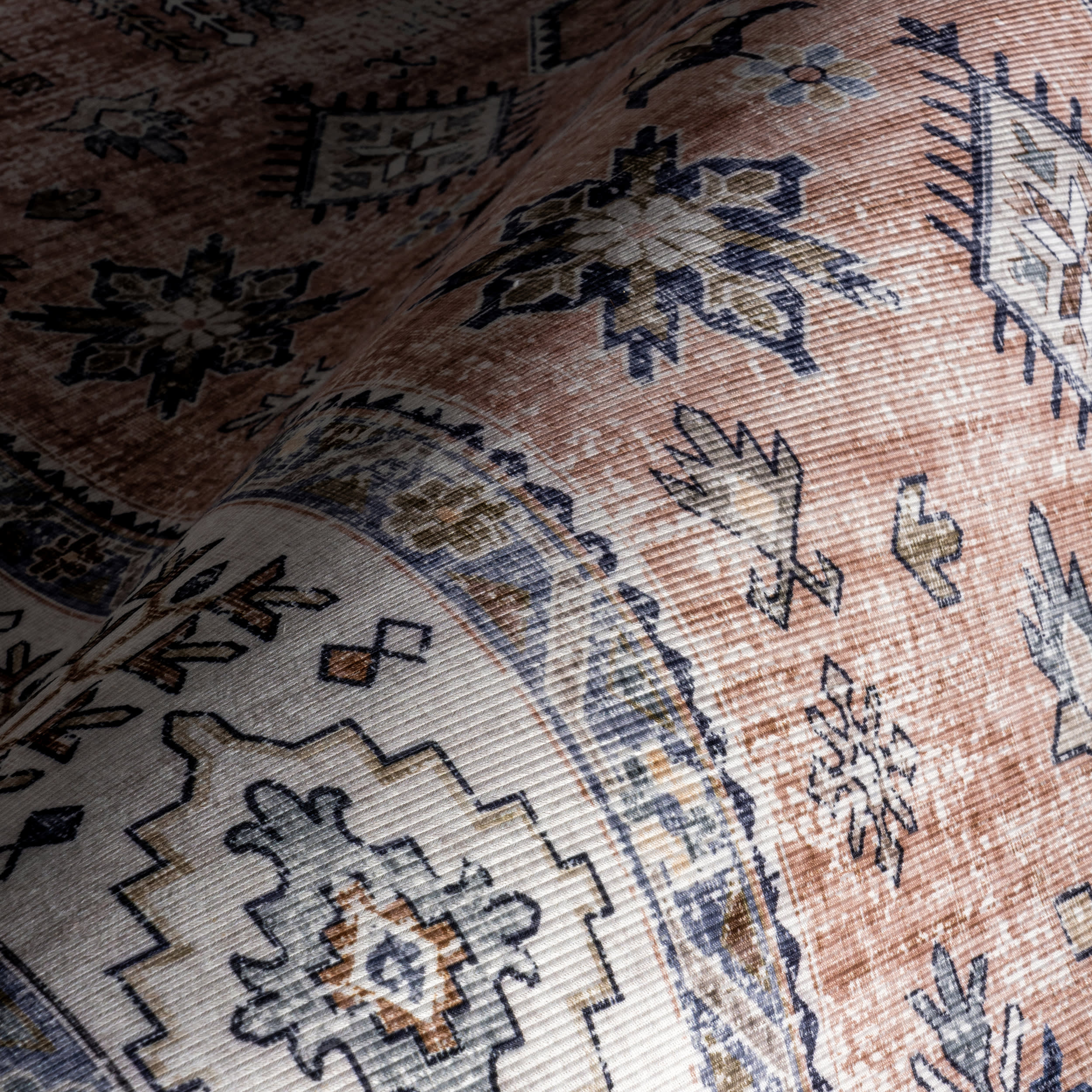 Darla Medallion Washable Rug | Peach - Image 3