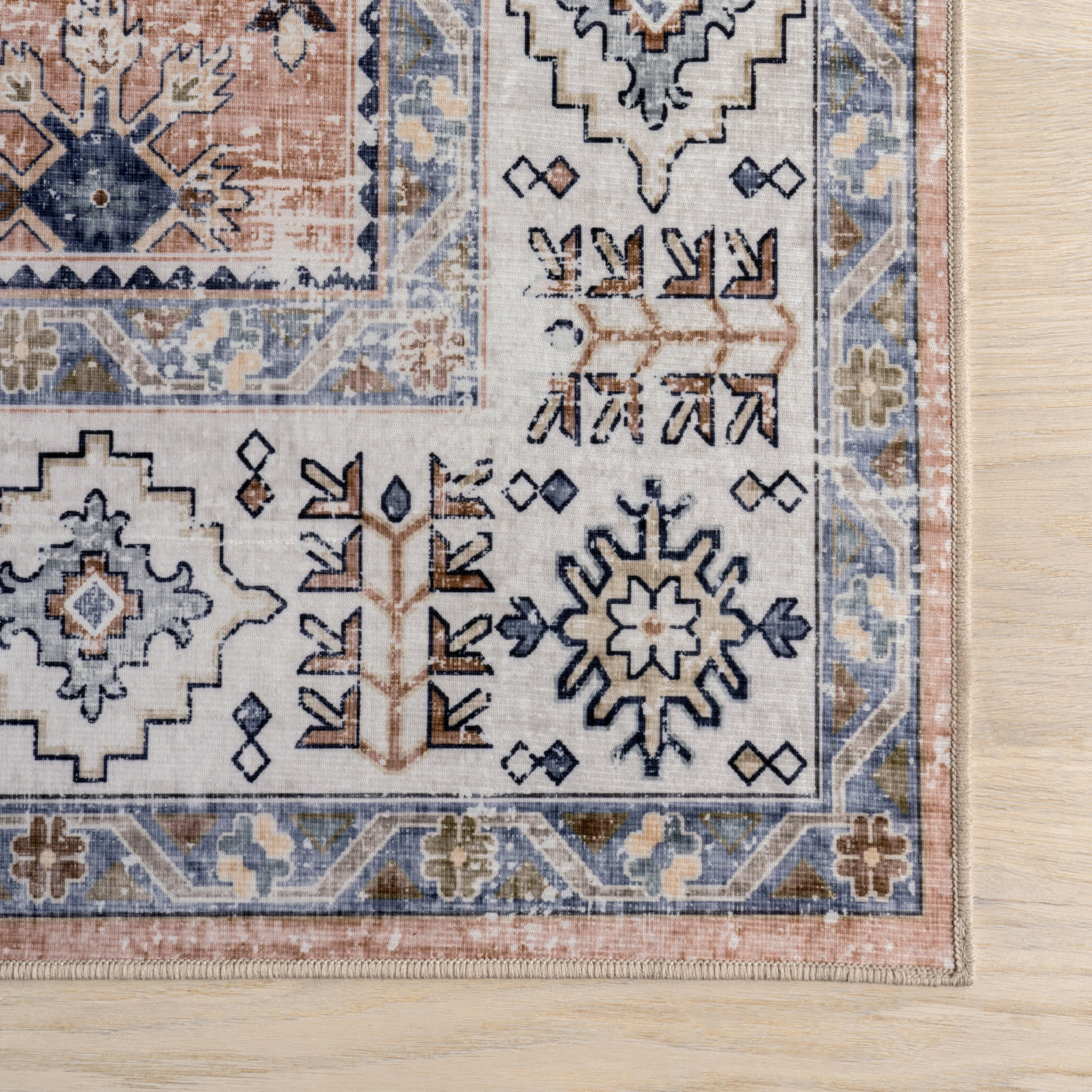 Darla Medallion Washable Rug | Peach - Image 4