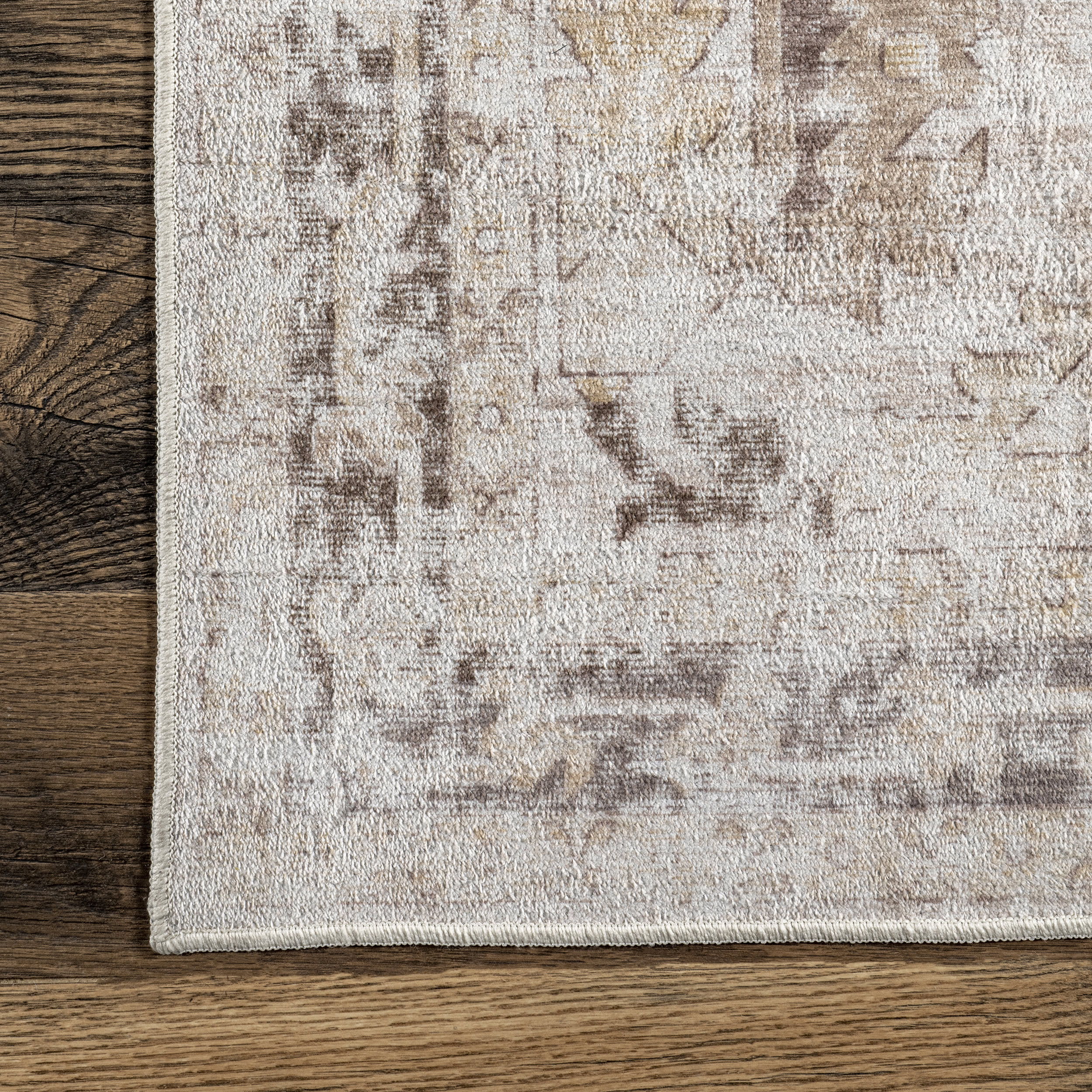 Davie Medallion Washable Rug | Beige - Image 3