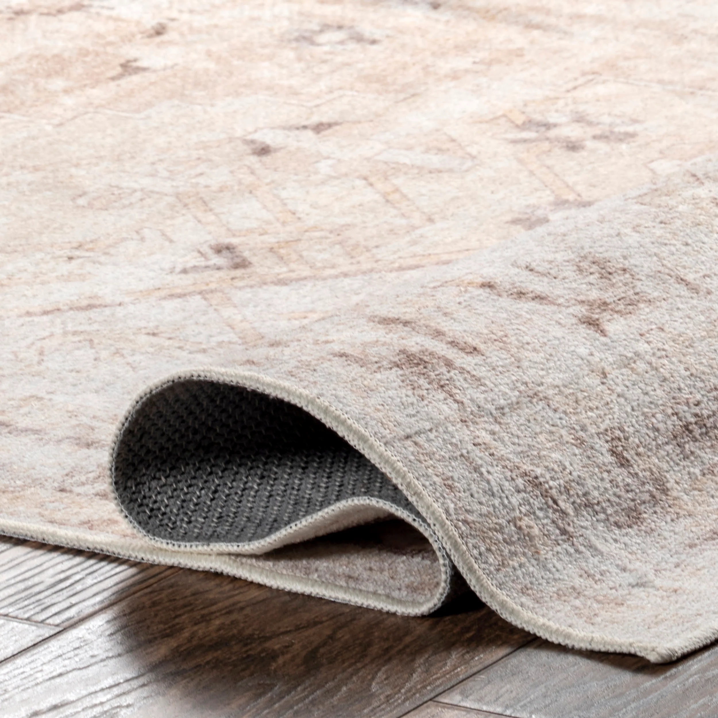 Davie Medallion Washable Rug | Beige - Image 8