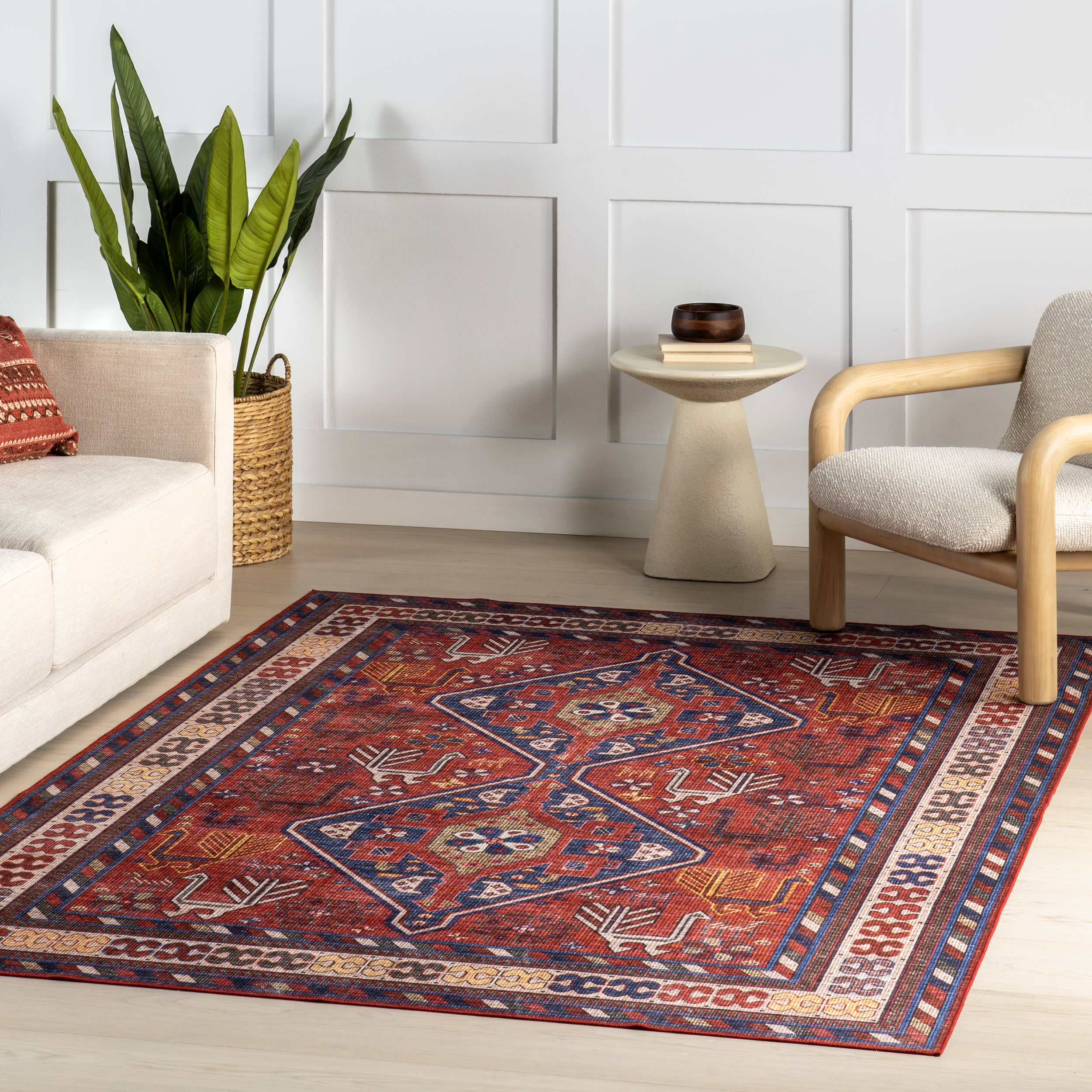 Davina Classic Spill Proof Washable Rug | Brick - Image 2