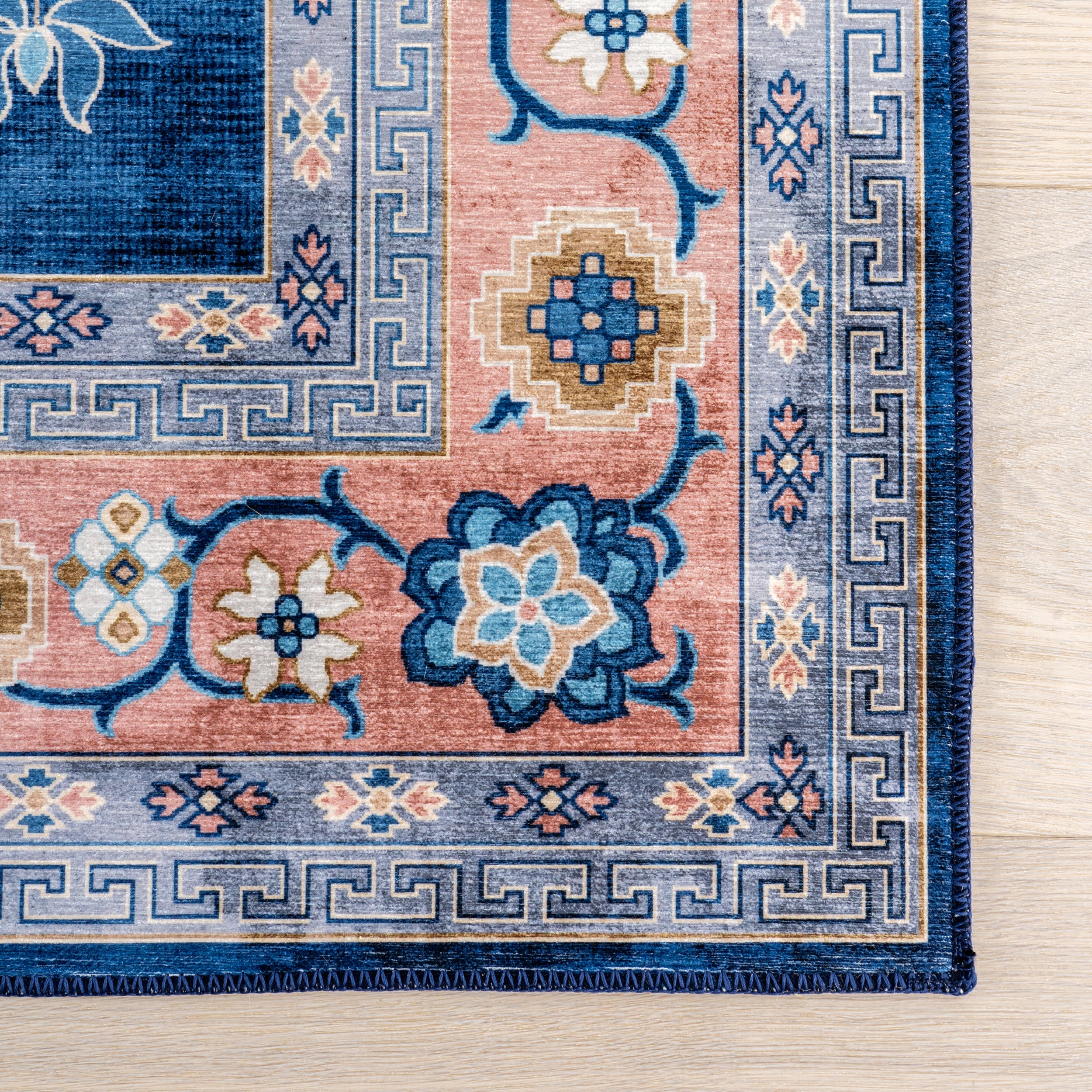 Dayflower Vintage Spill Proof Washable Rug | Blue - Image 4
