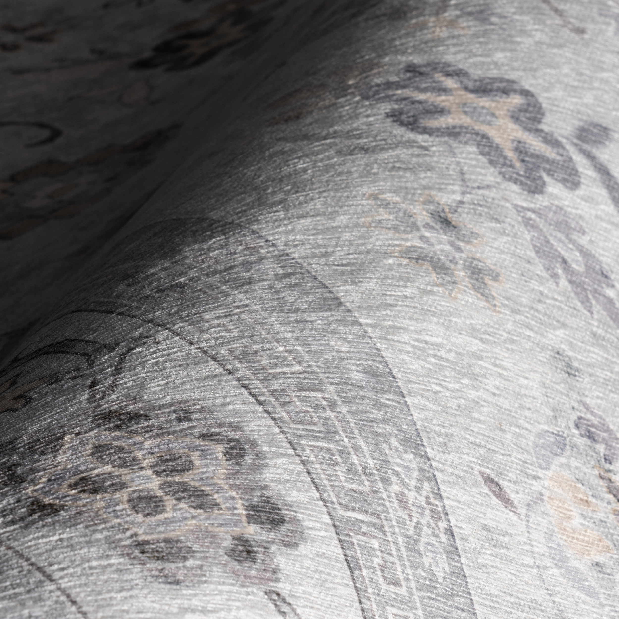 Dayflower Vintage Spill Proof Washable Rug | Light Grey - Image 3