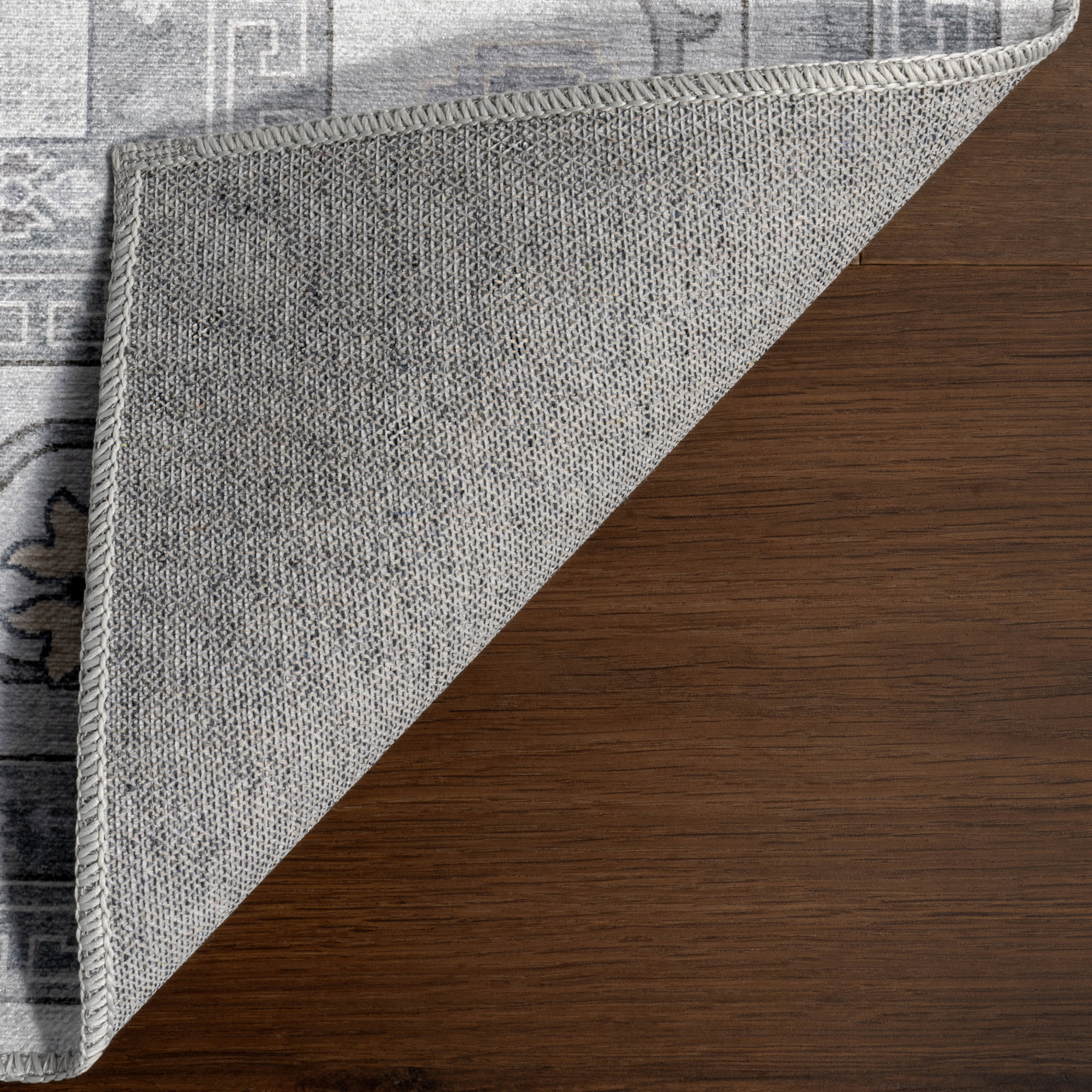 Dayflower Vintage Spill Proof Washable Rug | Light Grey - Image 7